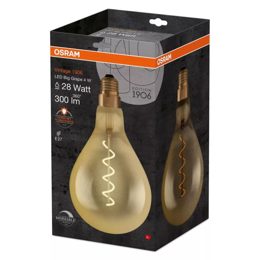 Osram LED Lampe ersetzt 28W E27 Birne - A60 in Gold 4W 300lm 2000K dimmbar günstig online kaufen