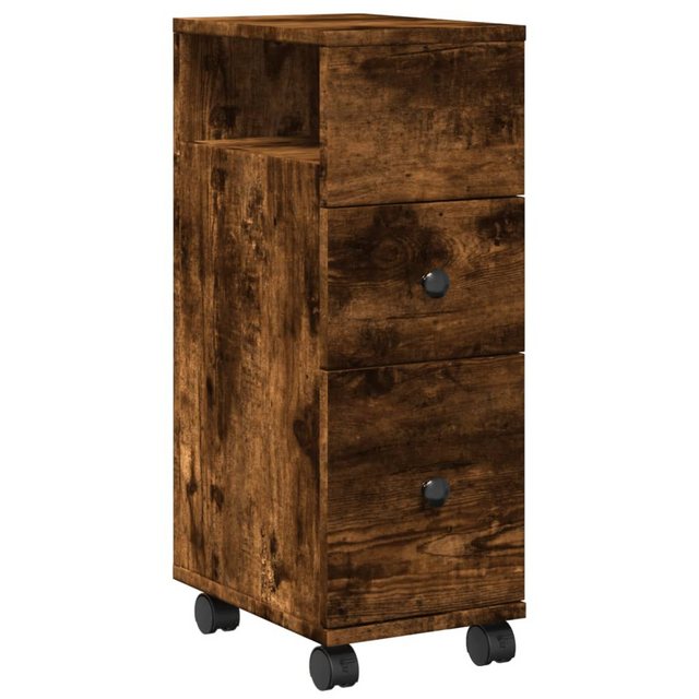 vidaXL Fächerschrank Badschrank Schmal mit Rollen Räuchereiche Holzwerkstof günstig online kaufen