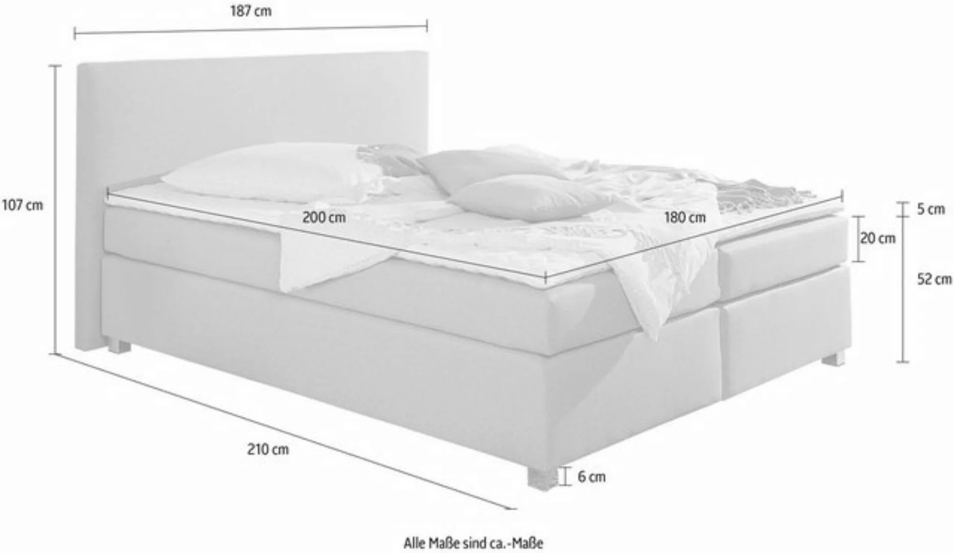 INOSIGN Boxspringbett "Eliana", inkl. Topper, in 4 Breiten, 3 Matratzenarte günstig online kaufen