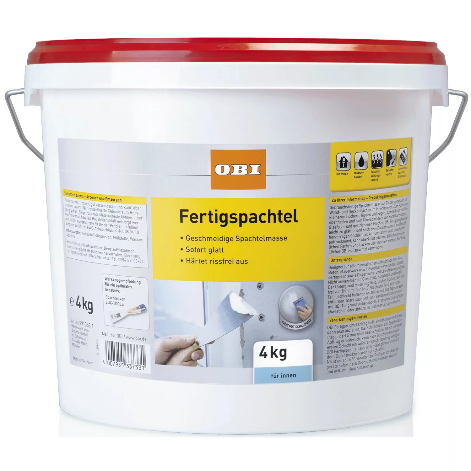 OBI Fertig-Spachtel Weiß 4 kg günstig online kaufen