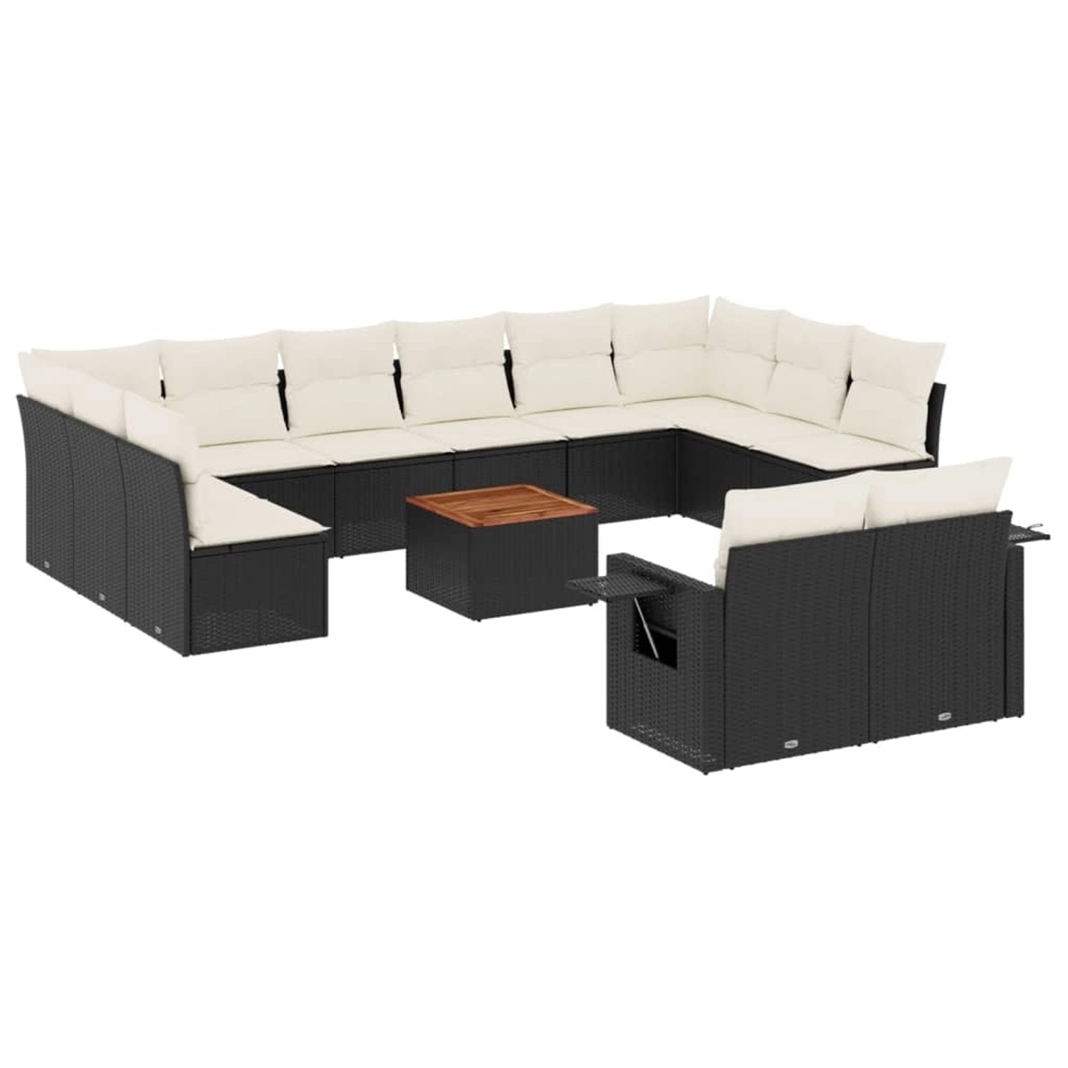 vidaXL 13-Tlg Garten-Sofagarnitur mit Kissen Schwarz Poly Rattan 3257127 günstig online kaufen