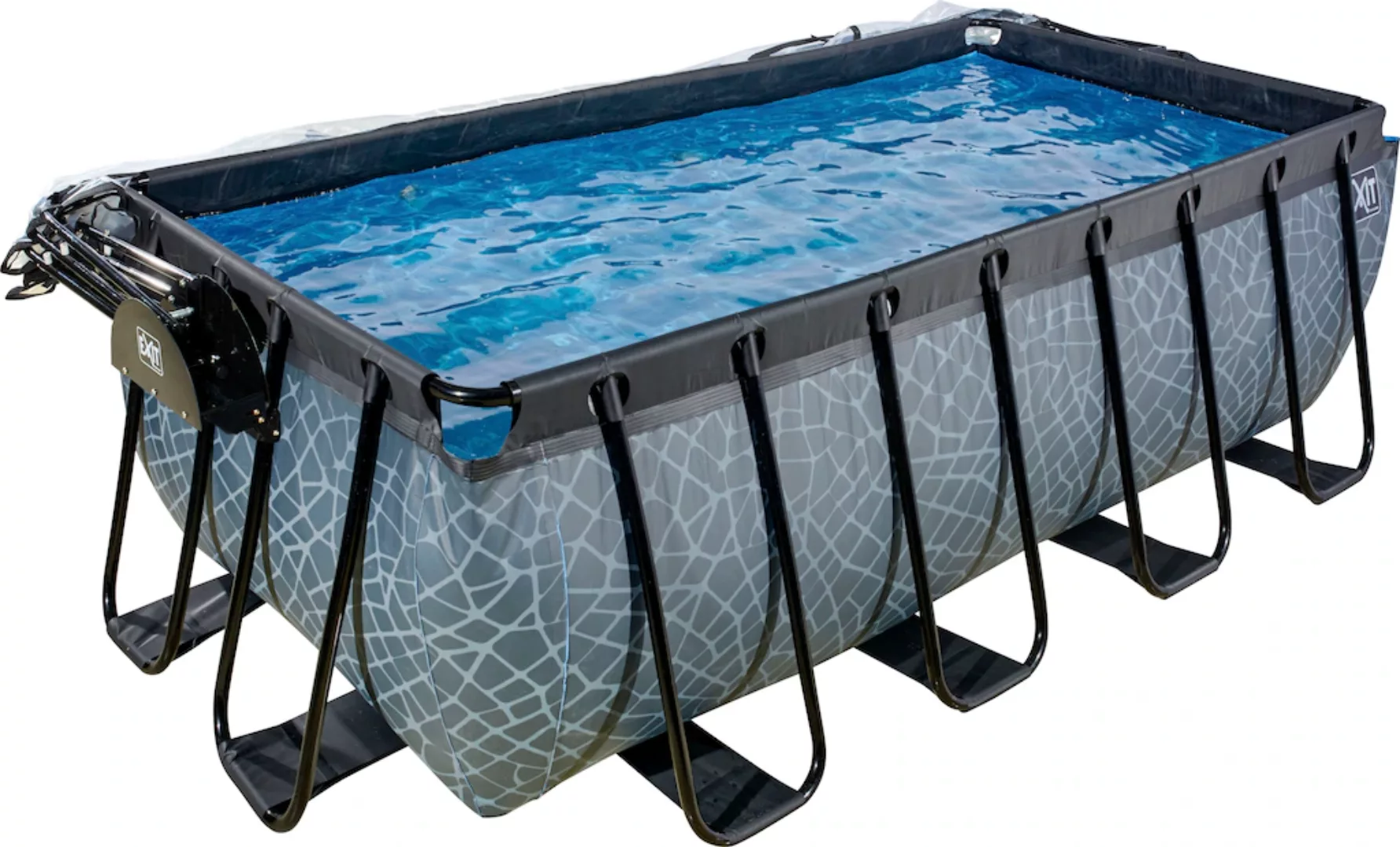 EXIT Stone Pool Grau 400 x 200 x 122 cm m. Sandfilterpumpe u. Abdeckung günstig online kaufen