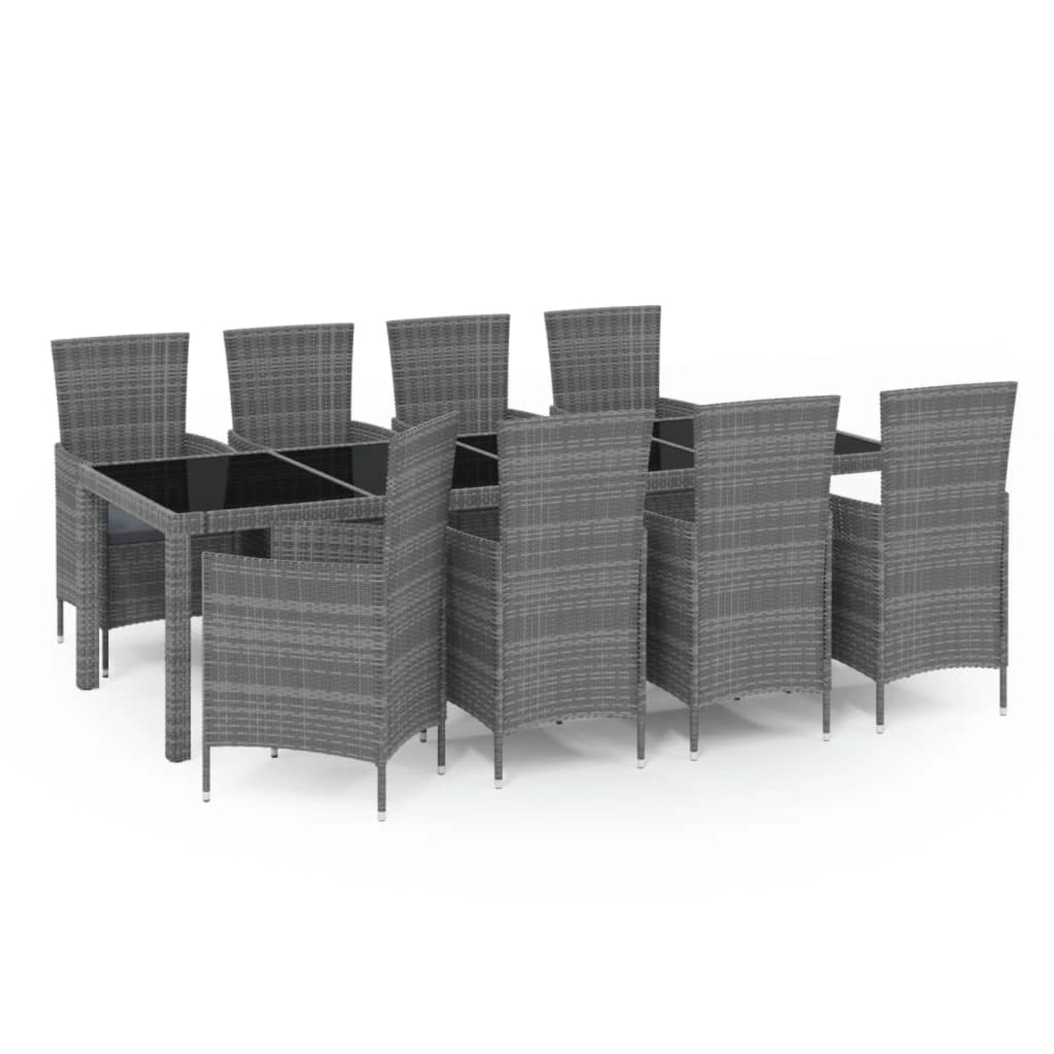 vidaXL 9-tlg Garten-Essgruppe mit Kissen Poly Rattan Grau Modell 7 günstig online kaufen