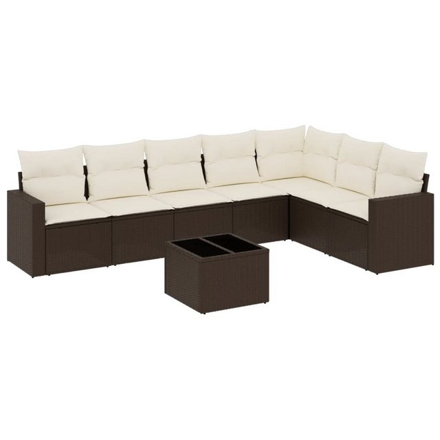 vidaXL Sofaelement 8-tlg. Garten-Sofagarnitur mit Kissen Braun Poly Rattan günstig online kaufen