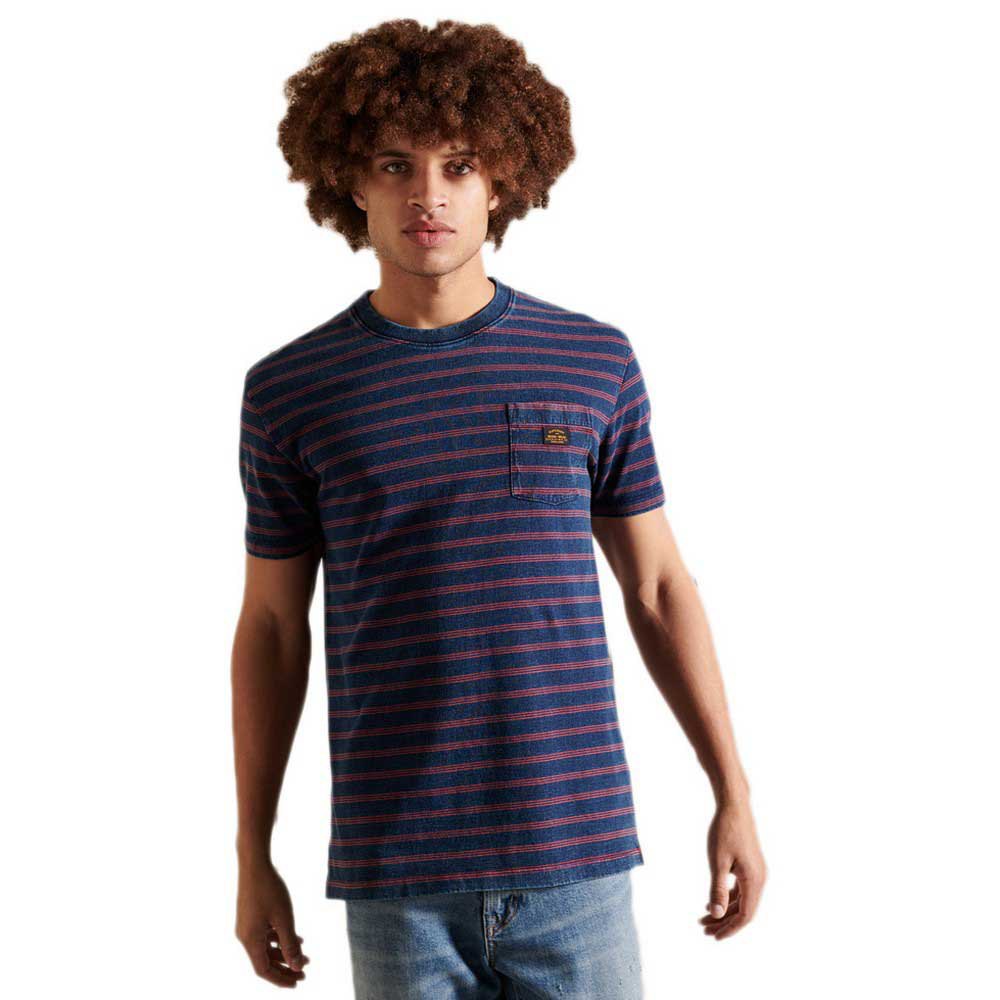 Superdry Striped Workwear Pocket Kurzärmeliges T-shirt 2XL Full Indigo Wash günstig online kaufen