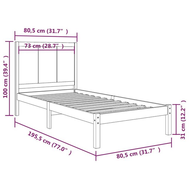 vidaXL Bett Massivholzbett ohne Matratze Weiß 75x190 cm Kiefernholz günstig online kaufen