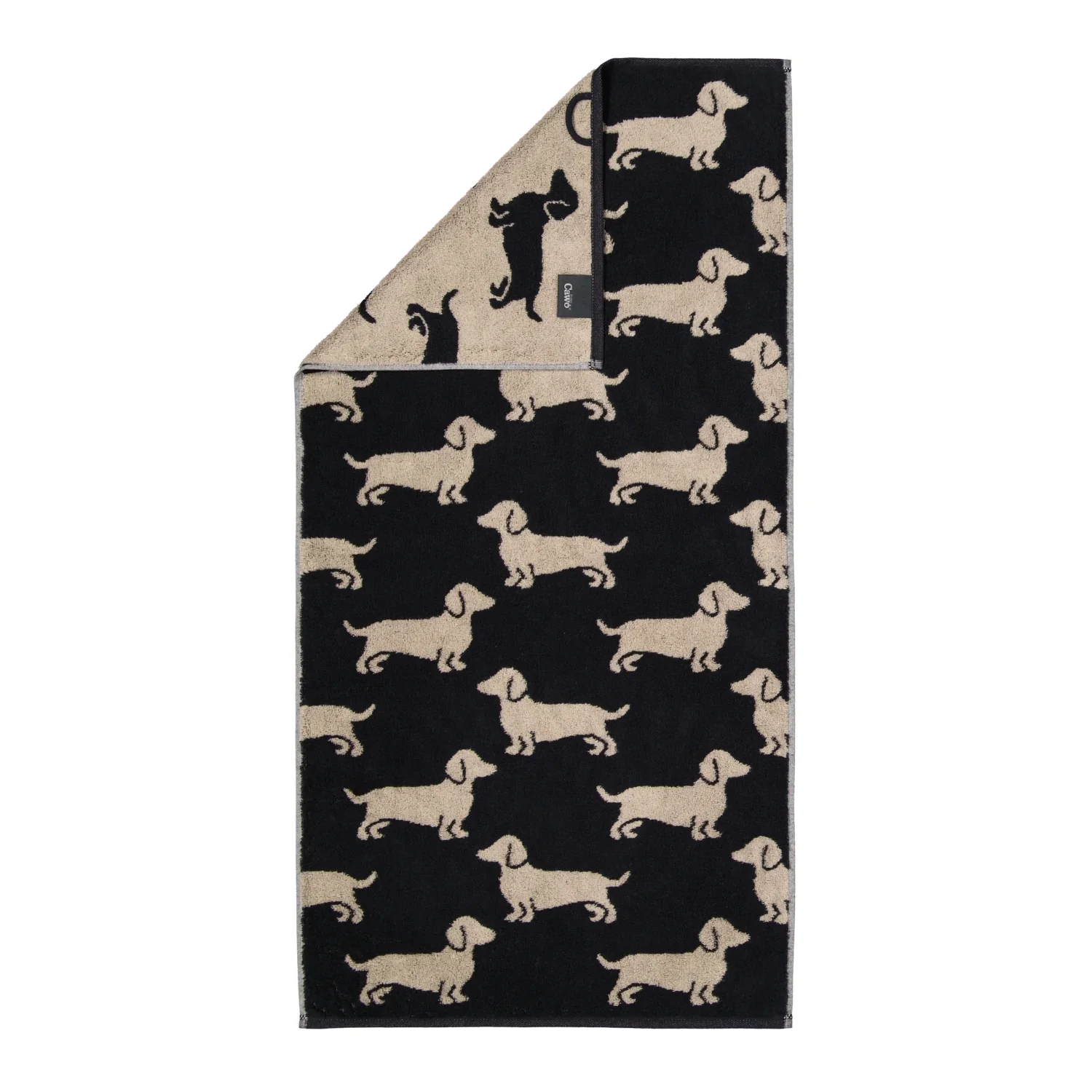 Cawö Handtücher We love Dogs 6246 - Farbe: Schwarz-Beige - 93 - Handtuch 50 günstig online kaufen