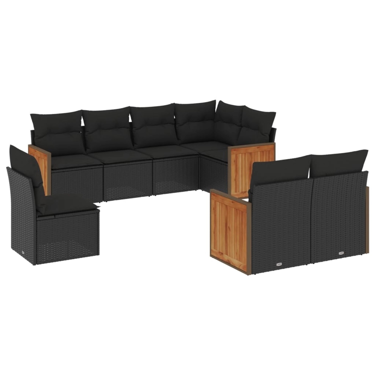 vidaXL 8-tlg Garten-Sofagarnitur mit Kissen Schwarz Poly Rattan Modell 140 günstig online kaufen