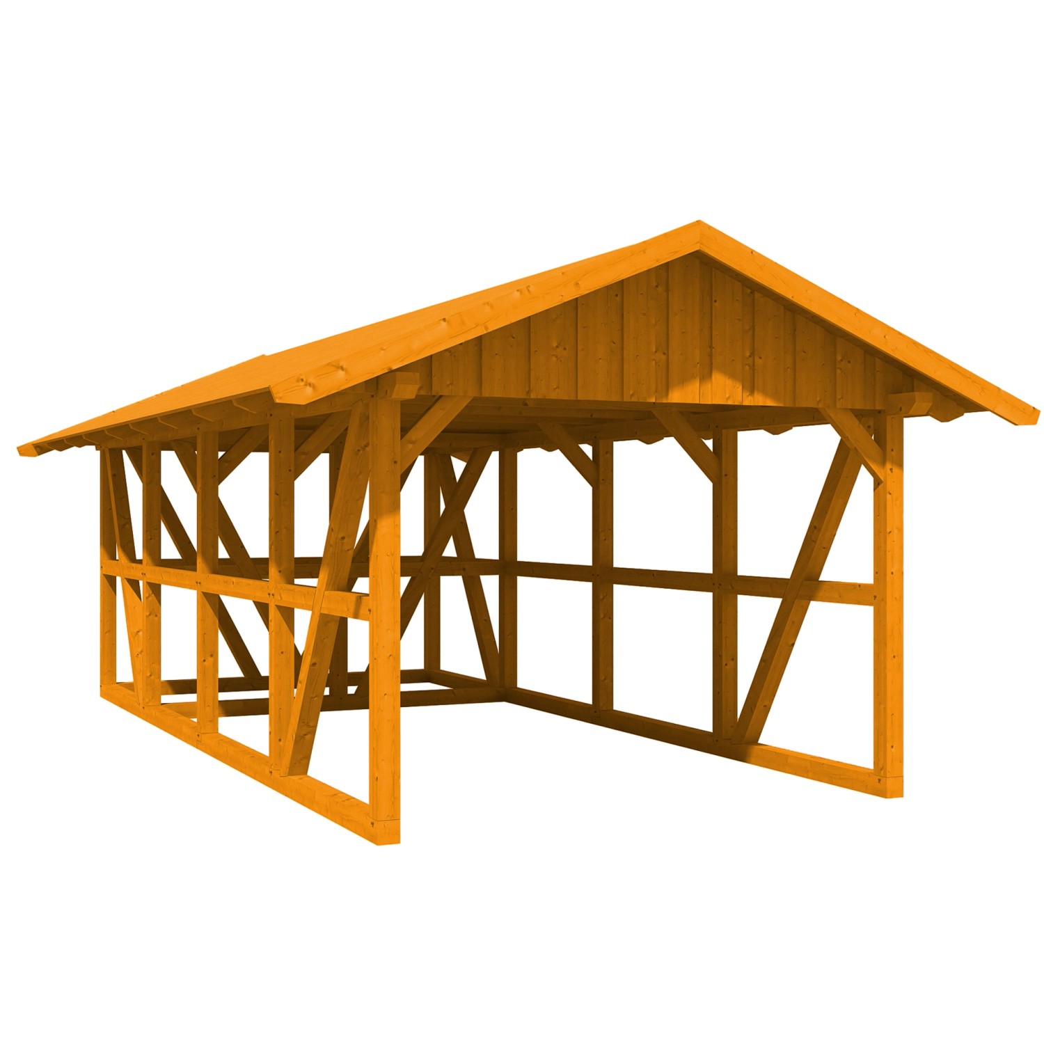 Skan Holz Carport Schwarzwald m. Dachschalung u. Abstellr. 424 x 772 cm Eic günstig online kaufen