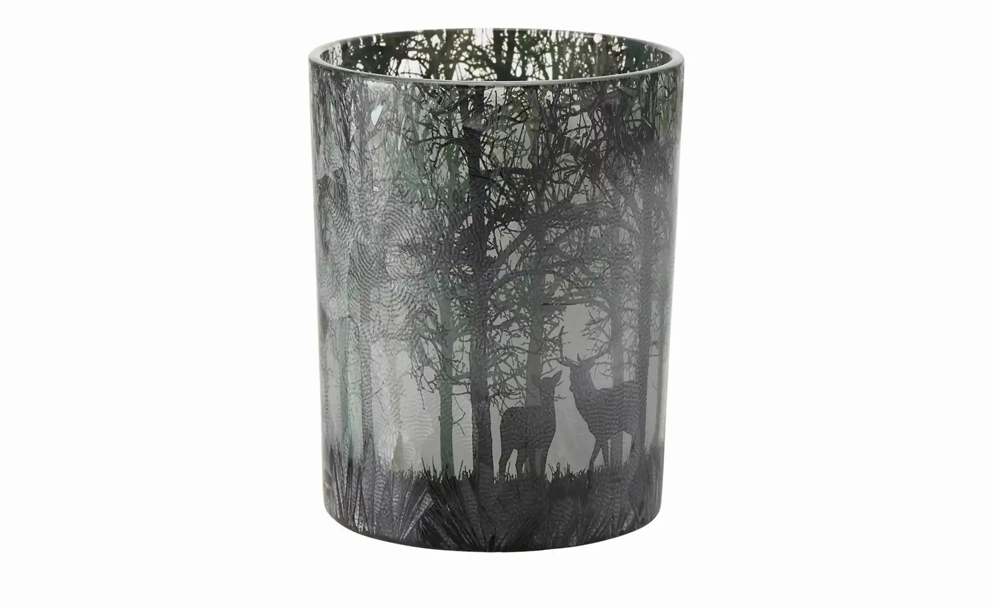 HOME STORY Windlicht ¦ schwarz ¦ Glas  ¦ Maße (cm): H: 12,5  Ø: 10 Weihnach günstig online kaufen