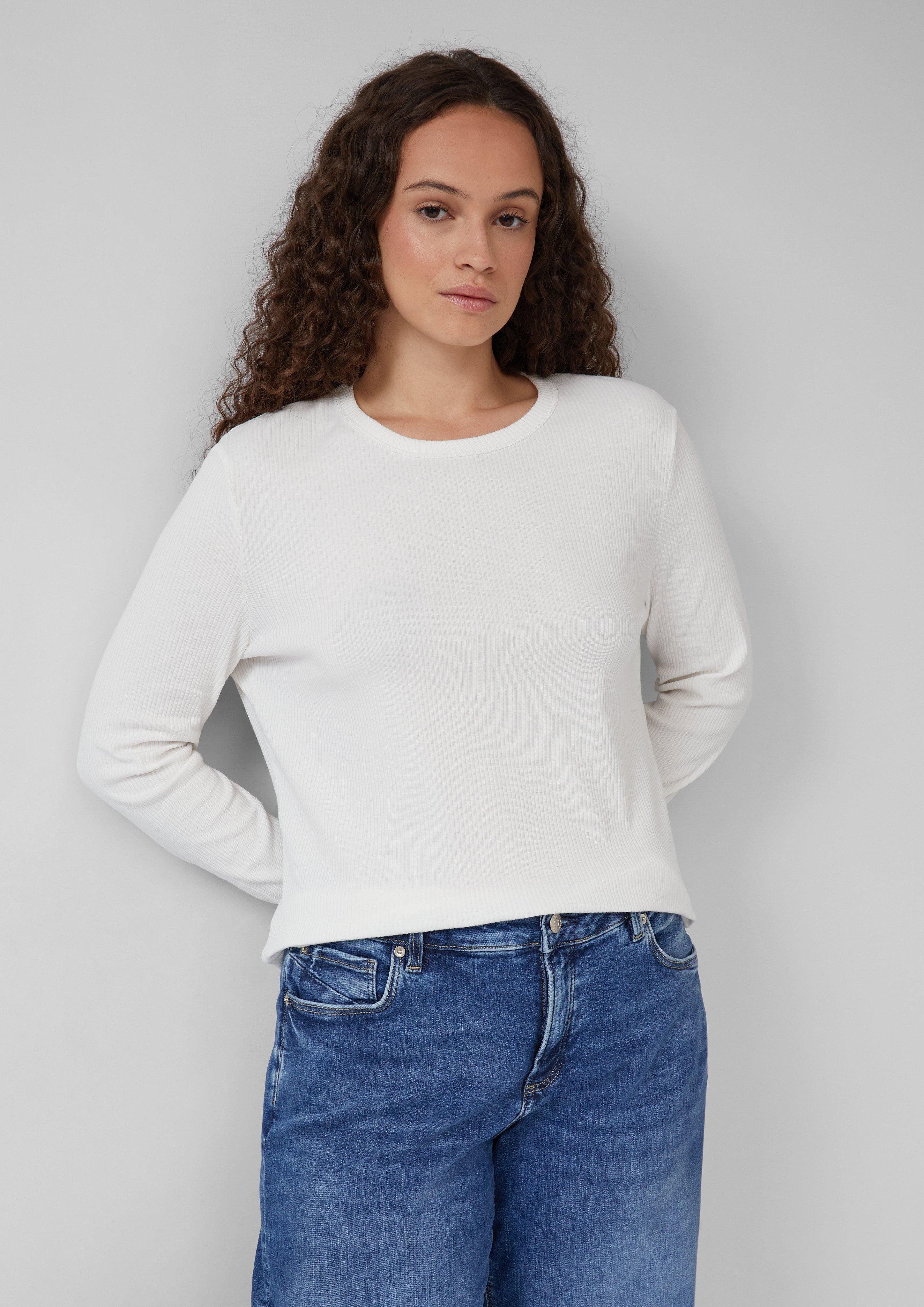 QS Kurzarmshirt Geripptes Longsleeve im Slim günstig online kaufen