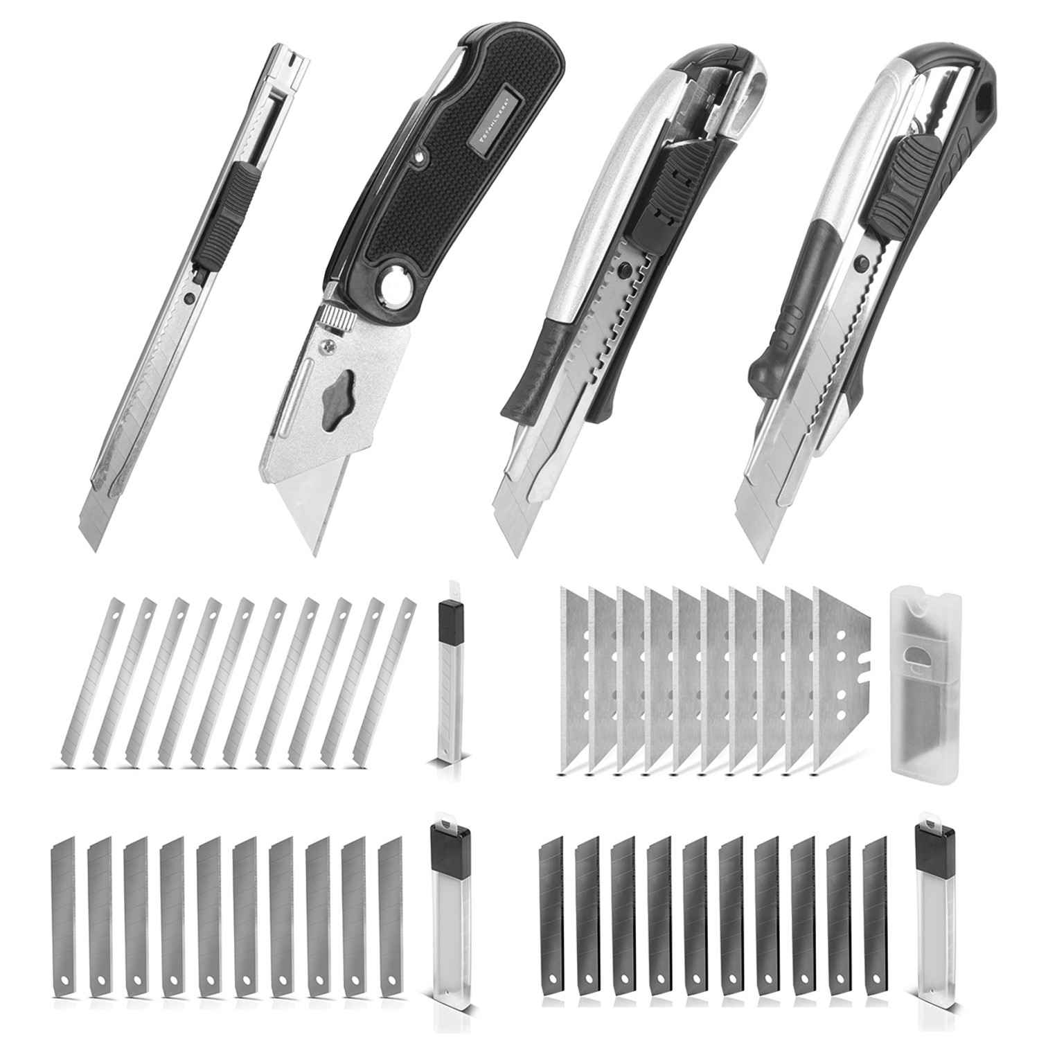 STAHLWERK Cuttermesser 4Er Set Mit Ersatzklingen Profi Cutter Teppichmesser günstig online kaufen