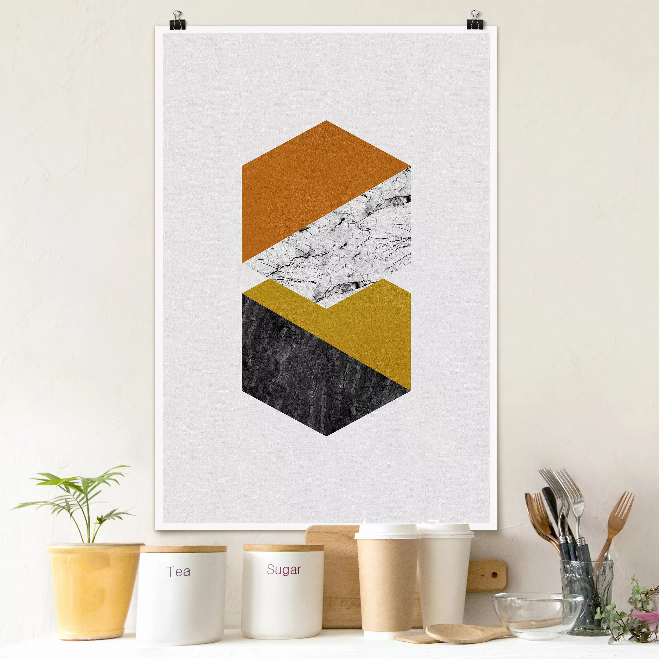 Poster Geometrische Hexagone günstig online kaufen