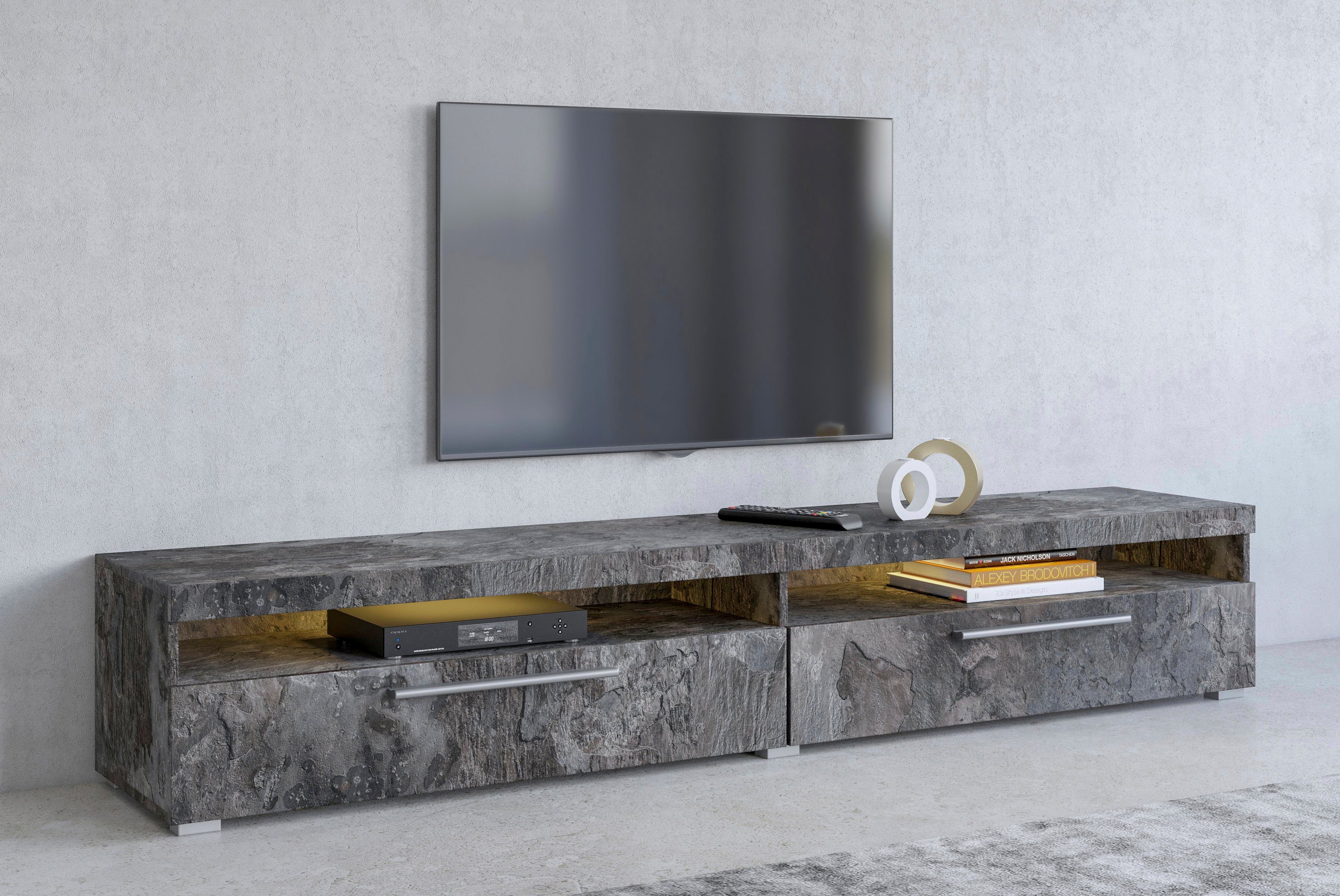 INOSIGN Lowboard "India,Breite 200 cm, stilvolle Fernsehschrank mit offenen günstig online kaufen