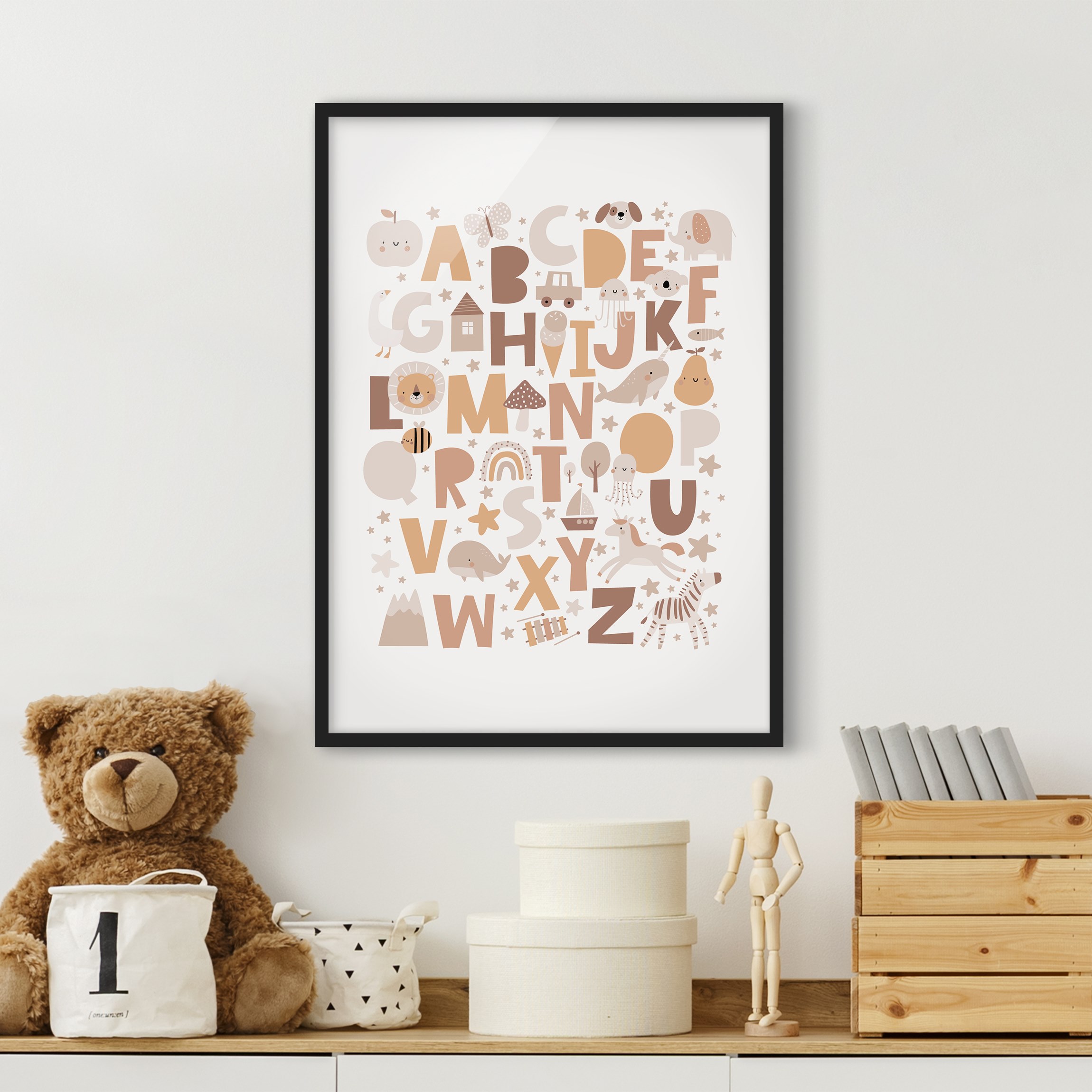 Bild mit Rahmen Boho Alphabet günstig online kaufen