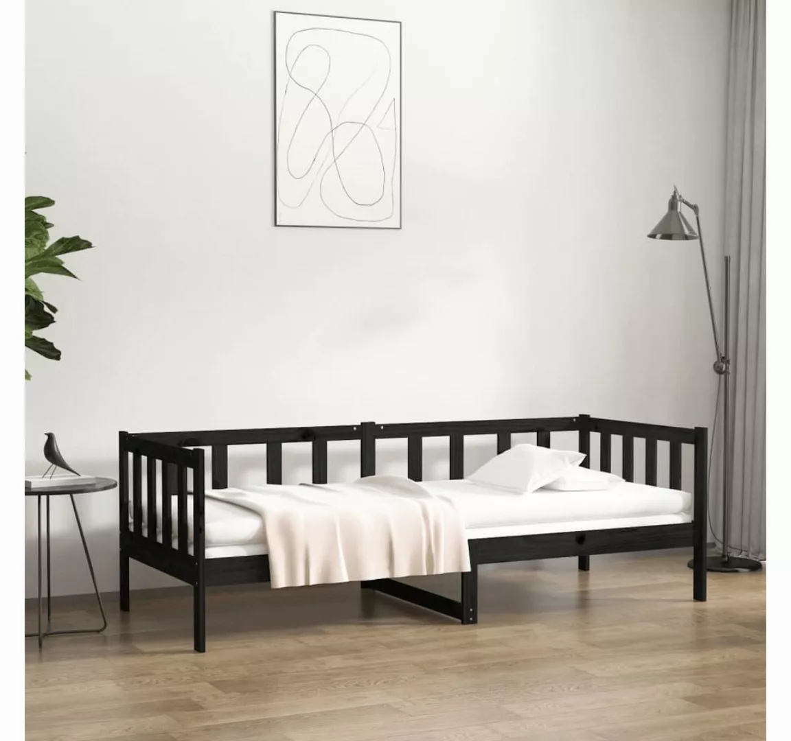 furnicato Bett Tagesbett Schwarz 90x190 cm Massivholz Kiefer günstig online kaufen