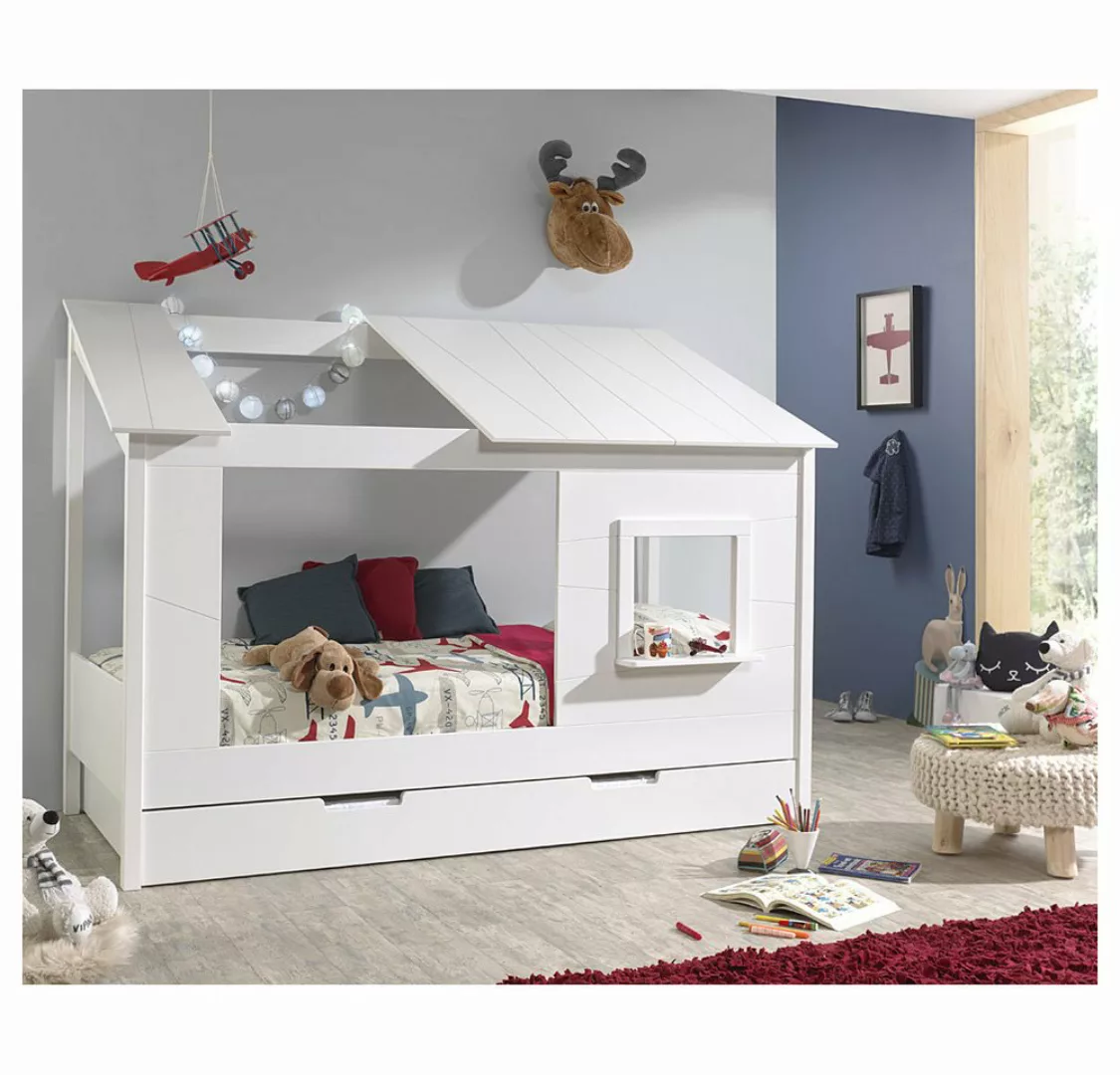 Lomadox Spielbett, weiß lackiert - 214/158,5/105cm günstig online kaufen