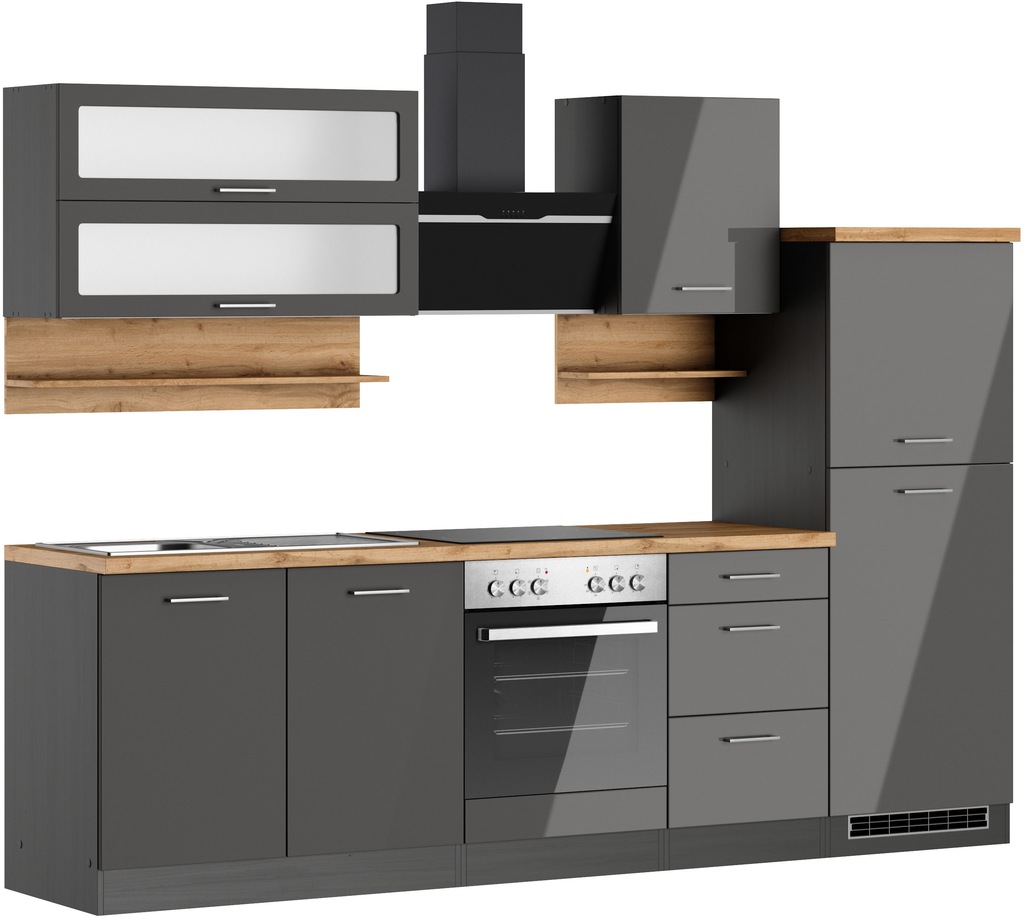 KOCHSTATION Küchenzeile »KS-Milan«, 270 cm breit, robuste Metallauszüge, vi günstig online kaufen