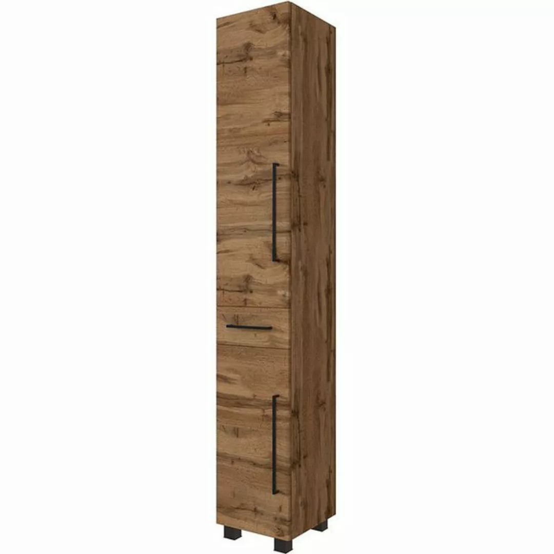 Lomadox Badmöbel Hochschrank MANLY-03 Wotaneiche Nb. B/H/T: 30/185/35 cm br günstig online kaufen