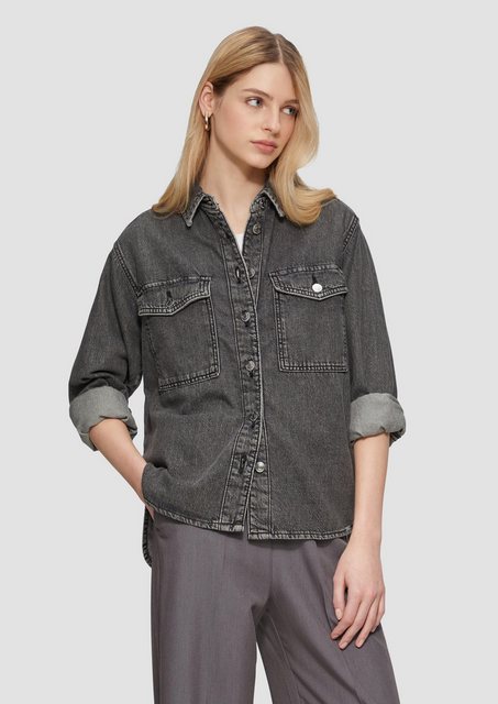 QS Langarmbluse Denim-Overshirt Waschung günstig online kaufen