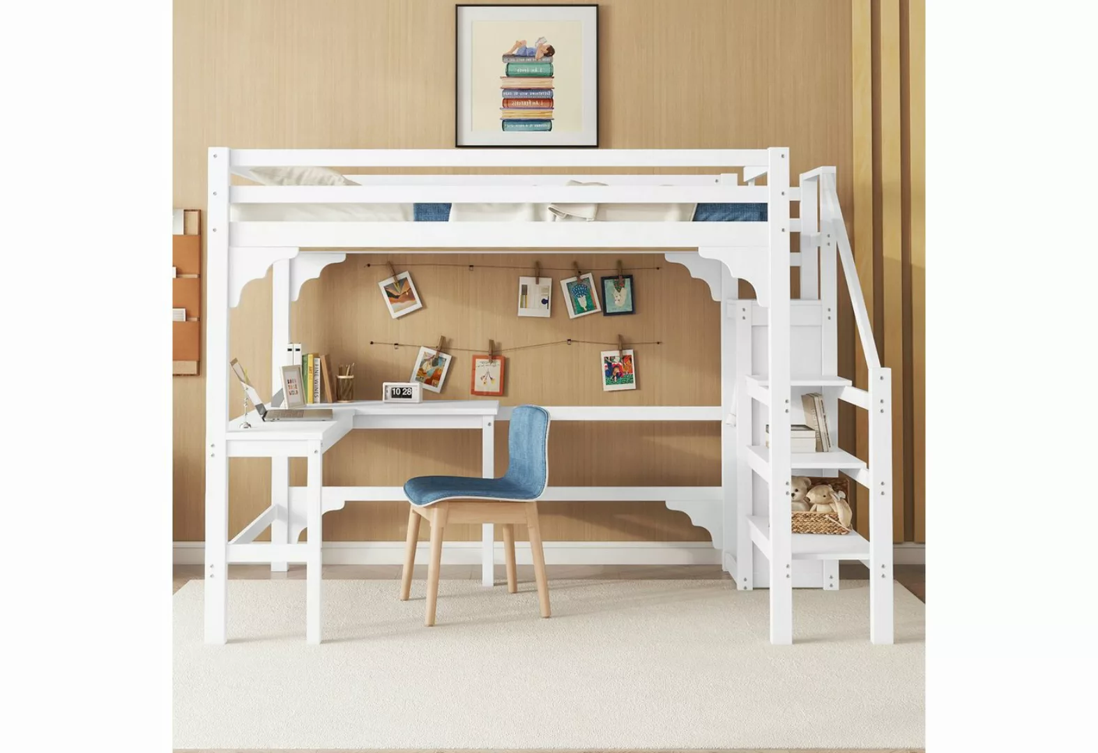 REDOM Kinderbett Holzbett Doppelbett Hochbett Funktionsbett (Holzbett Doppe günstig online kaufen