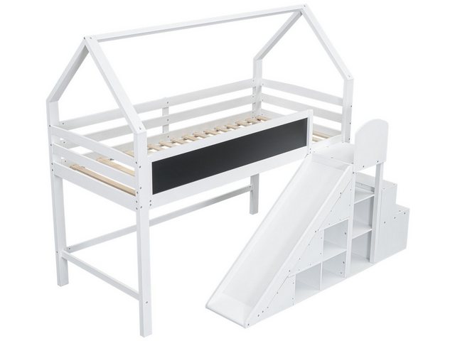 SeedWave Kinderbett Kinderhochbett 90x200cm mit Rutsch-Treppe,Platzsparende günstig online kaufen