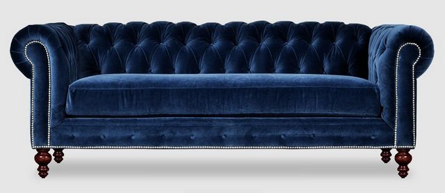 Xlmoebel 3-Sitzer Chesterfield-Sofa Stoff Designer-Blau Vintage Couch, 1 Te günstig online kaufen