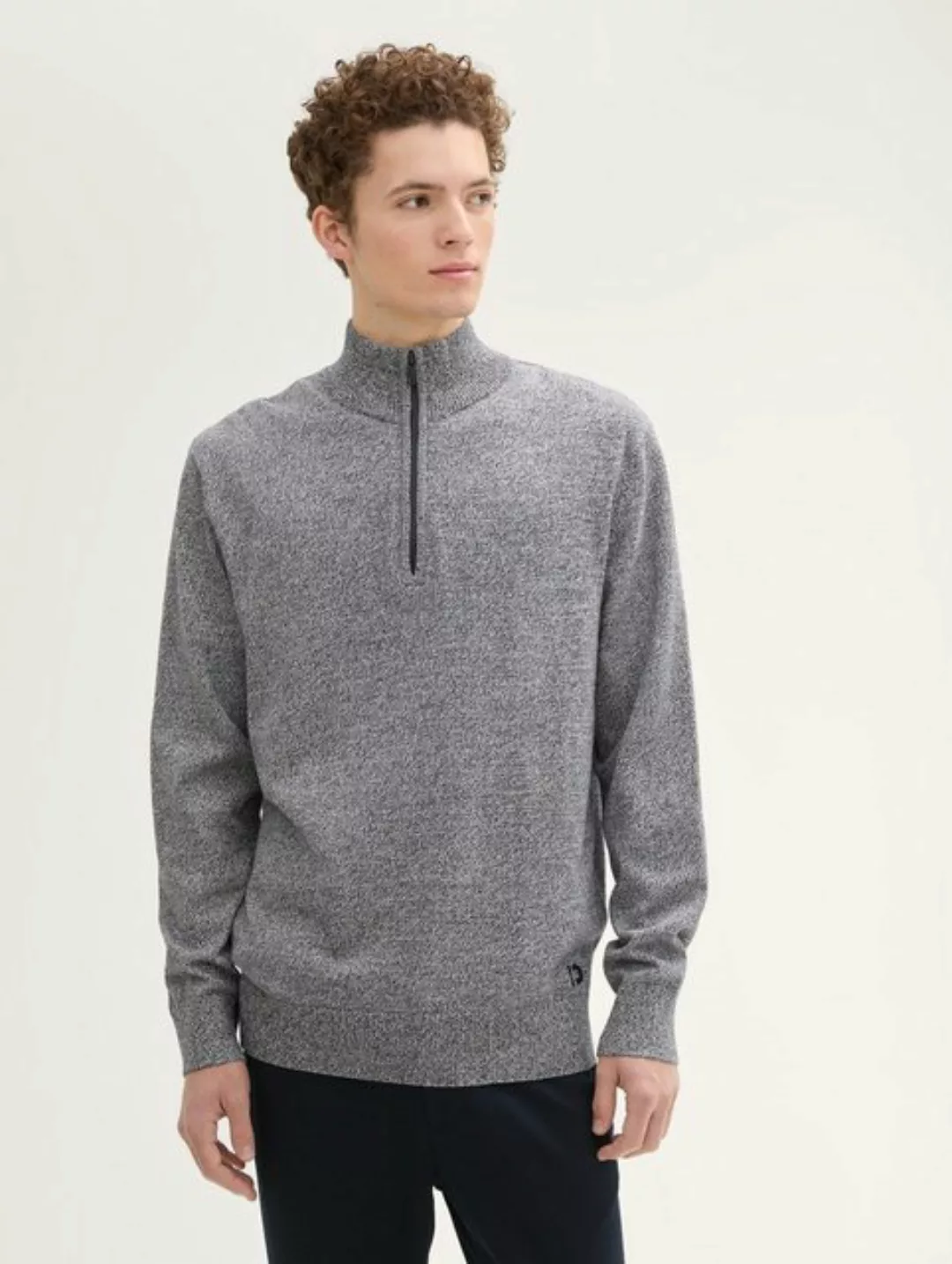 TOM TAILOR Denim Strickpullover Basic Strick Troyer günstig online kaufen