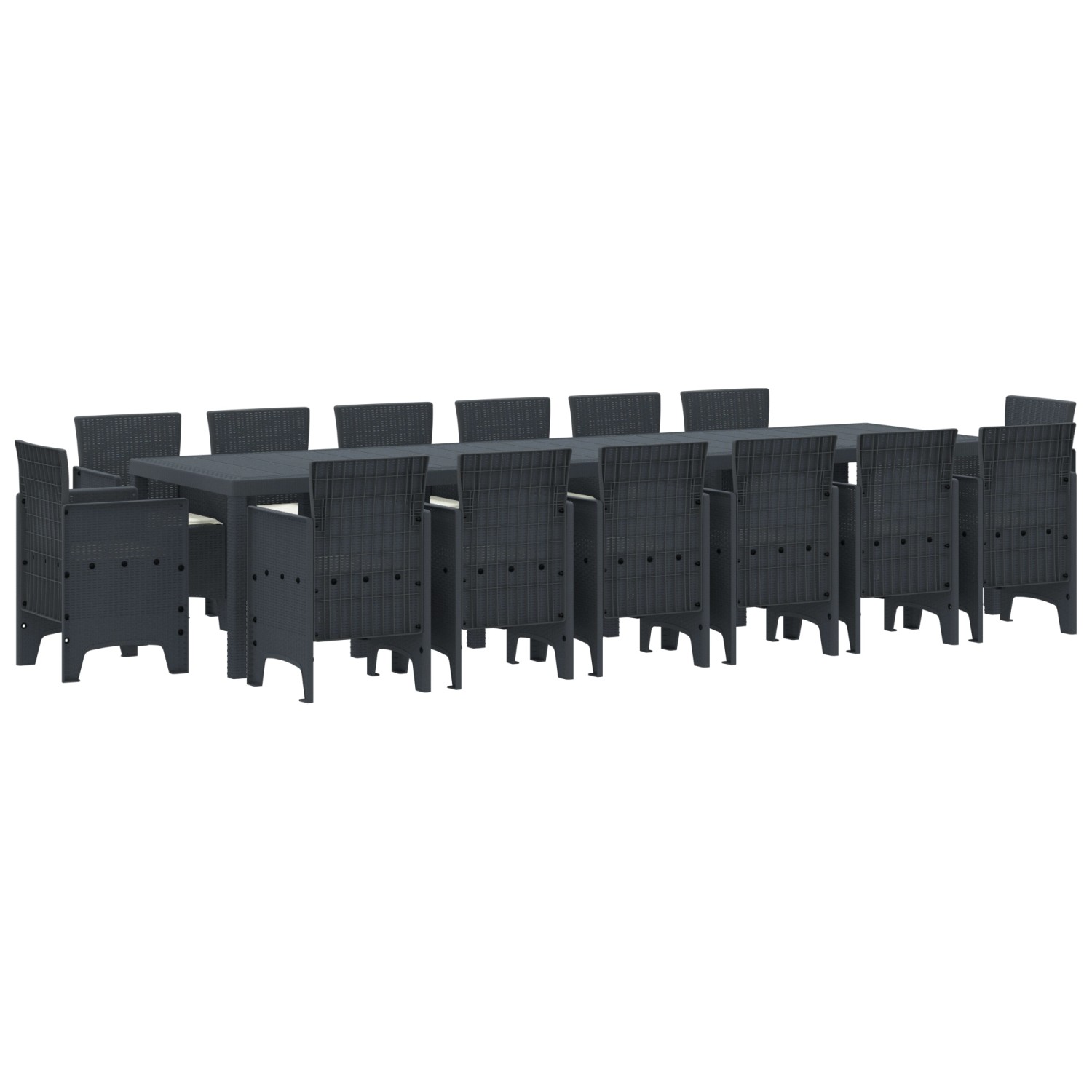 vidaXL 15-Teiliges Garten Essgruppe mit Kissen Anthrazit Poly-Rattan 337863 günstig online kaufen