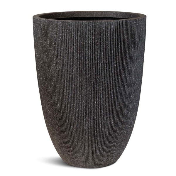 Toskana Deko Pflanzvase mit Rillen Ø 44, Höhe 57,5 cm stone black günstig online kaufen