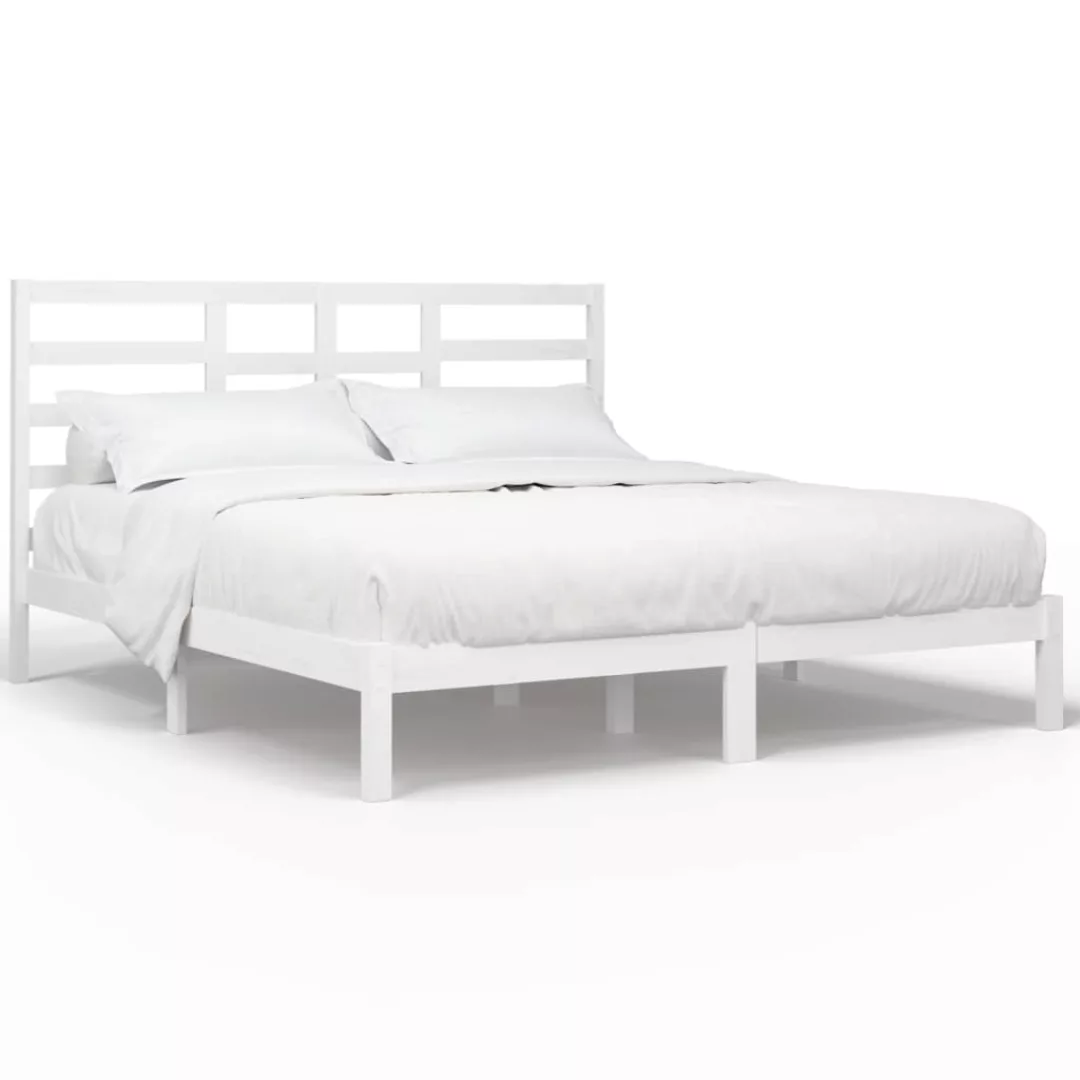 vidaXL Bettgestell Massivholzbett Weiß 180x200 cm 6FT Super King Bett Bettg günstig online kaufen