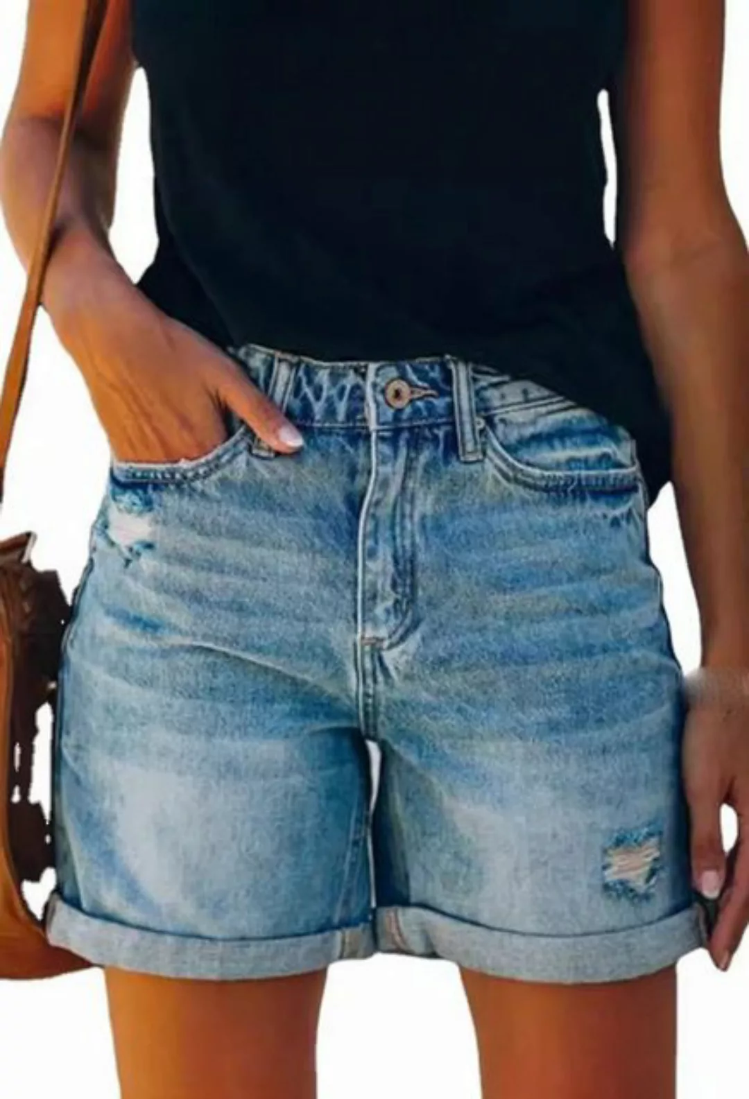 CHENIN Jeansshorts Zerrissene hosen mit geradem bein, denim-shorts für frau günstig online kaufen