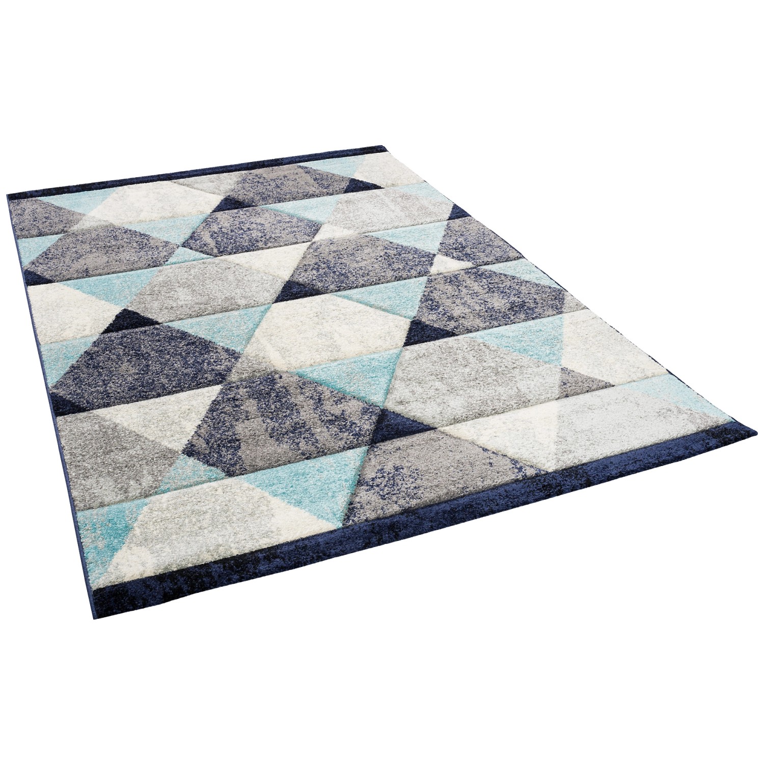 Pergamon Designer Teppich Maui Modern Rauten Grau Blau 160x230cm günstig online kaufen