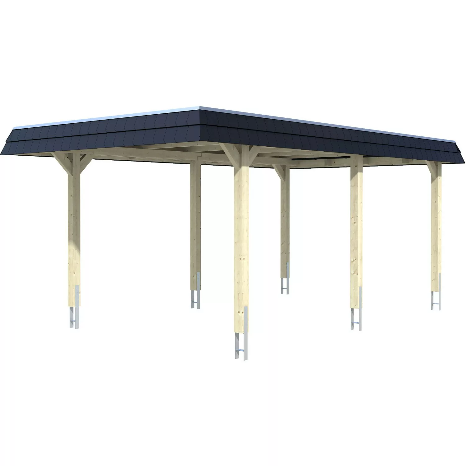 Skan Holz Carport Wendland Weiß 362 x 628 cm EPDM-Dach Blende Schwarz günstig online kaufen