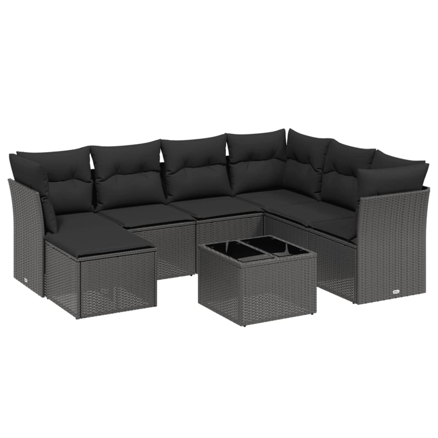 vidaXL 8-tlg Garten-Sofagarnitur mit Kissen Schwarz Poly Rattan Modell 107 günstig online kaufen