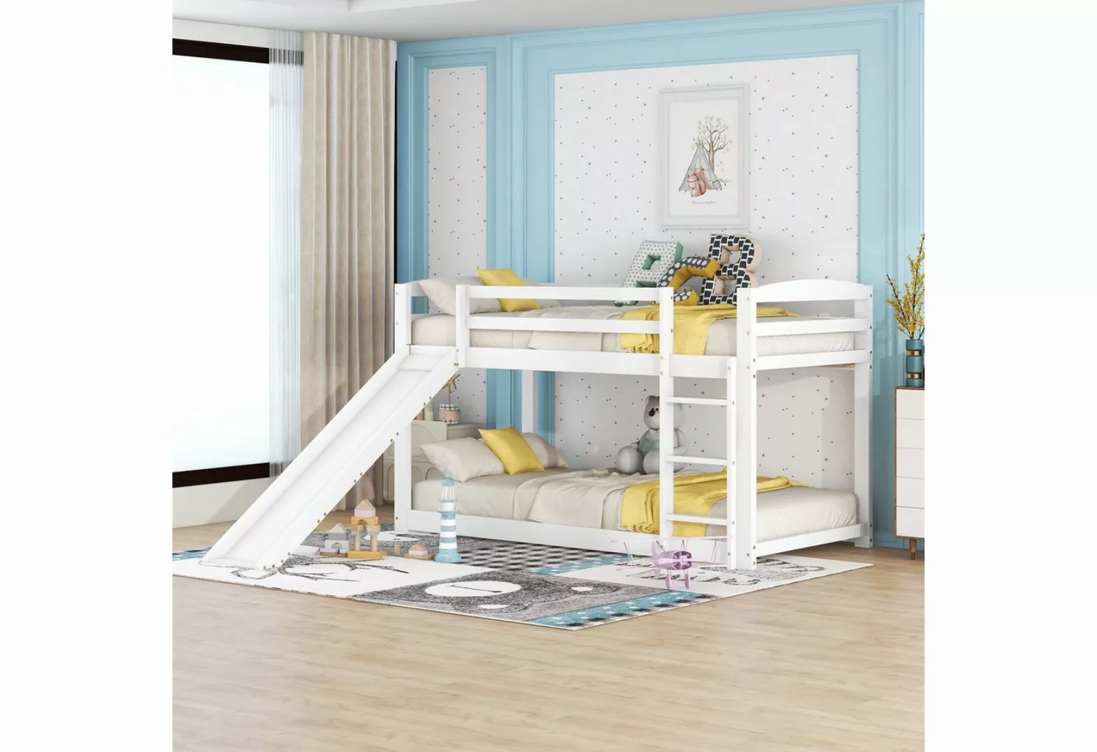 Celya Kinderbett 90×200cm Etagenbett für Kinder und Jugendliche,mit Rutsche günstig online kaufen