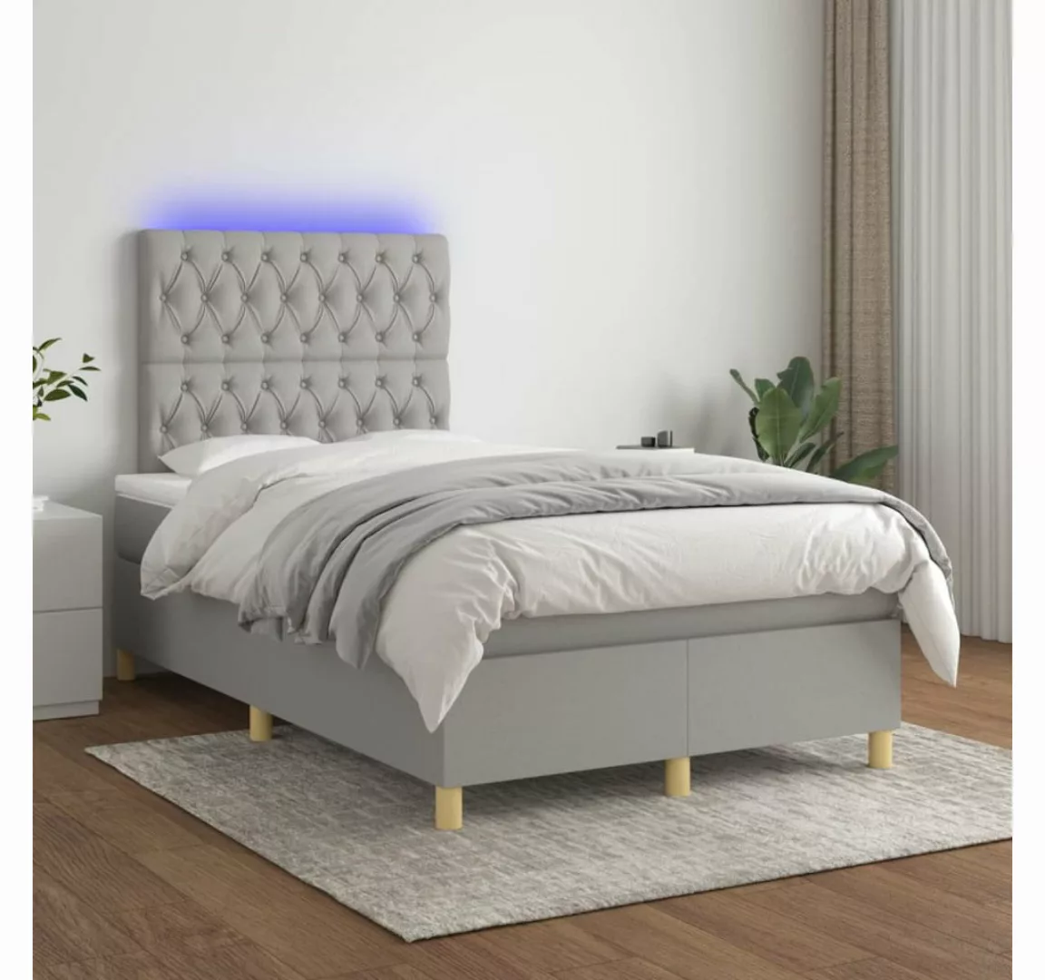 vidaXL Boxspringbett Bett Boxspringbett mit Matratze & Topper & LED (120 x günstig online kaufen