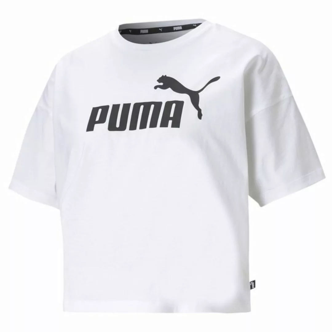 Puma – Essentials – T-Shirt in Weiß mit kurzem Schnitt und Logo günstig online kaufen