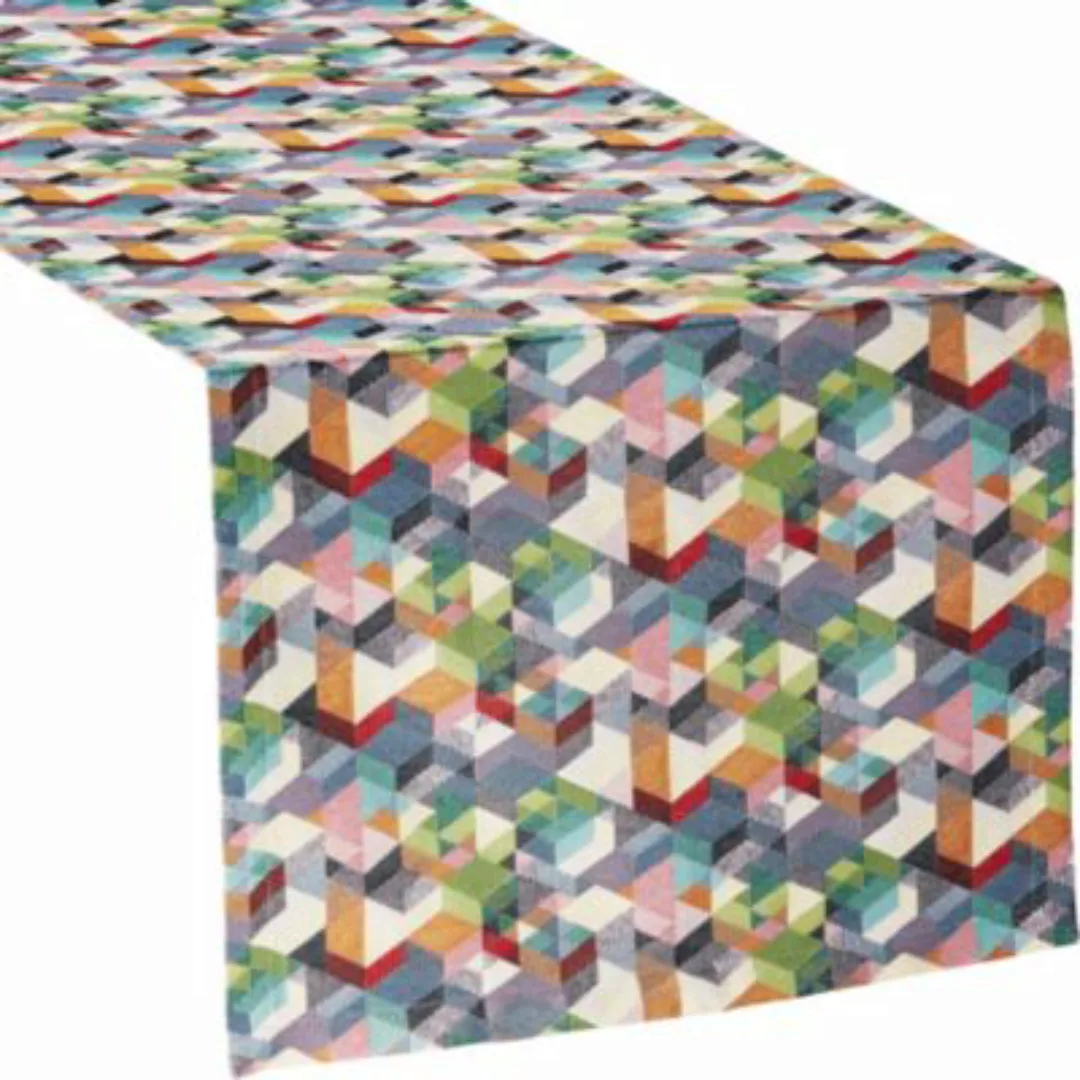 Sander Tischläufer Damast, Jacquard Cubes bunt Gr. 40 x 100 günstig online kaufen