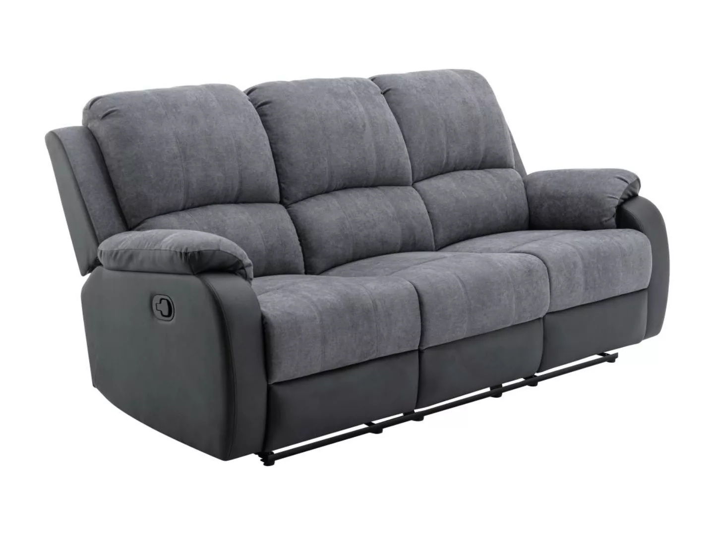 Relaxsofa 3-Sitzer - Microfaser & Kunstleder - Grau & Schwarz - BRODY günstig online kaufen