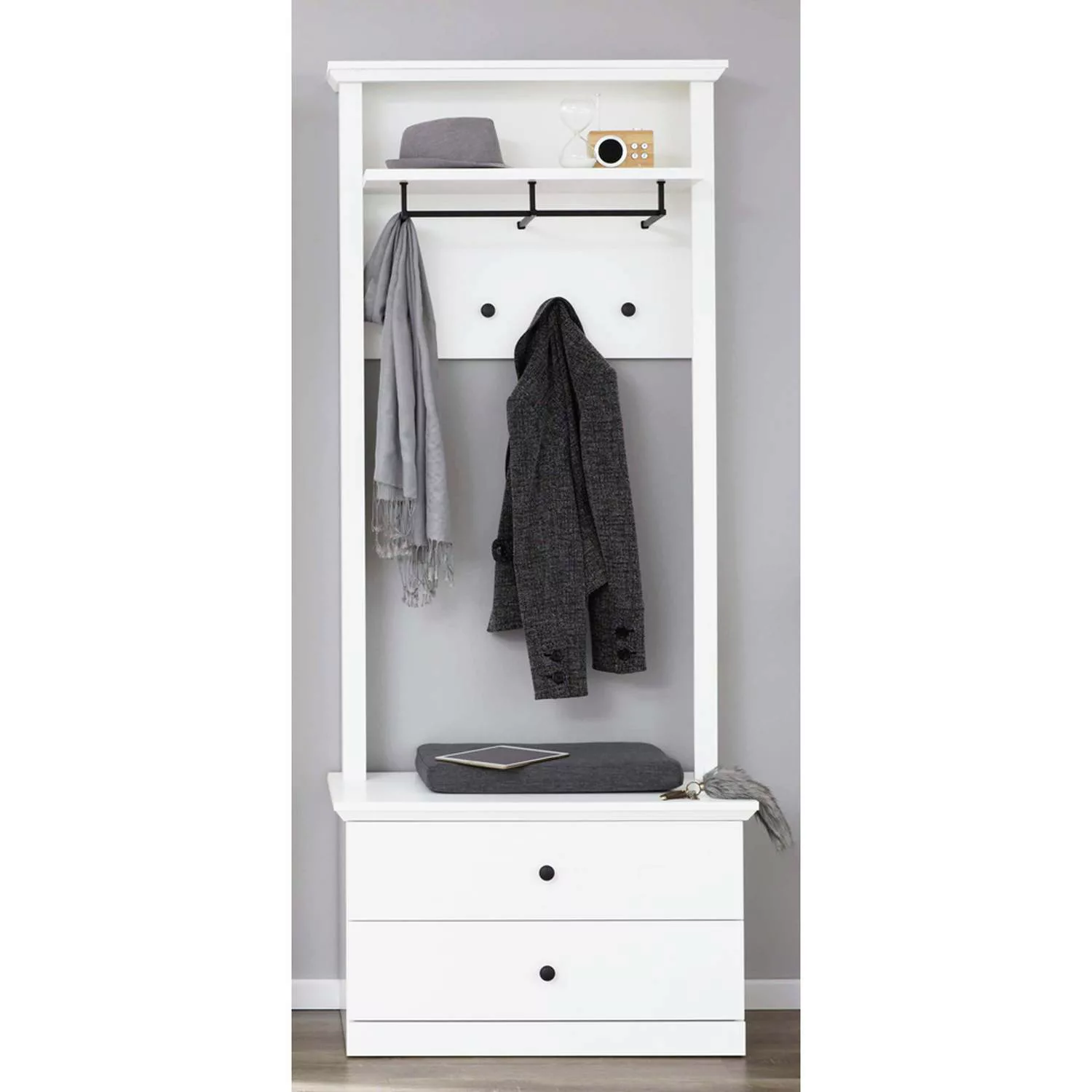 Garderobe mit Sitzbank Landhaus BERGAMA-19 weiß, B/H/T: ca. 81/200/41 cm günstig online kaufen