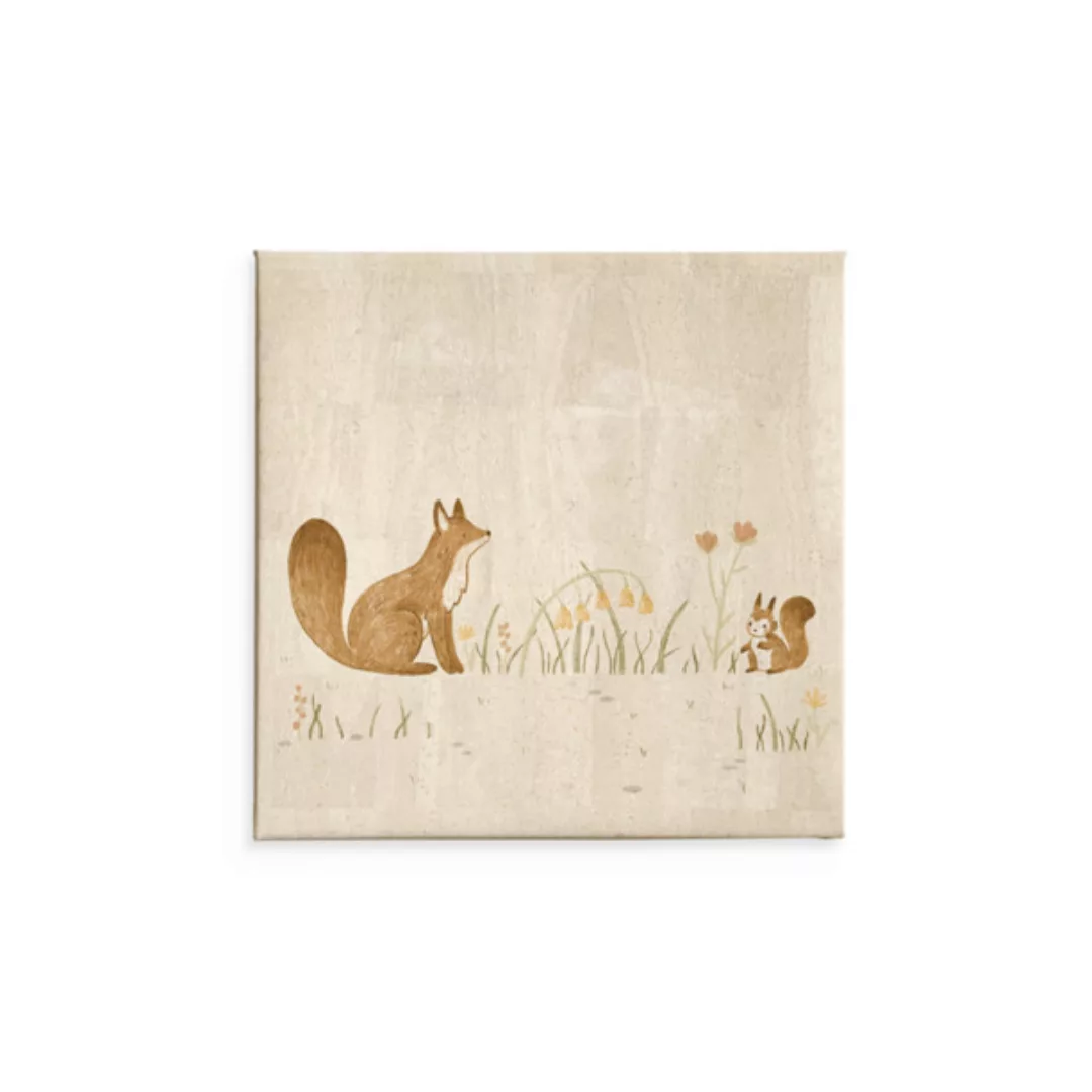 Kunstdruck Wanddekoration Wandbilder Aus Kork "Fuchs Und Eichhörnchen" günstig online kaufen