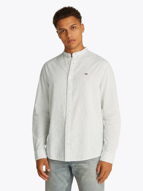 Tommy Jeans Langarmhemd "TJM LINEN MIX BND STP SHRT EXT", Mit Rundhalsaussc günstig online kaufen