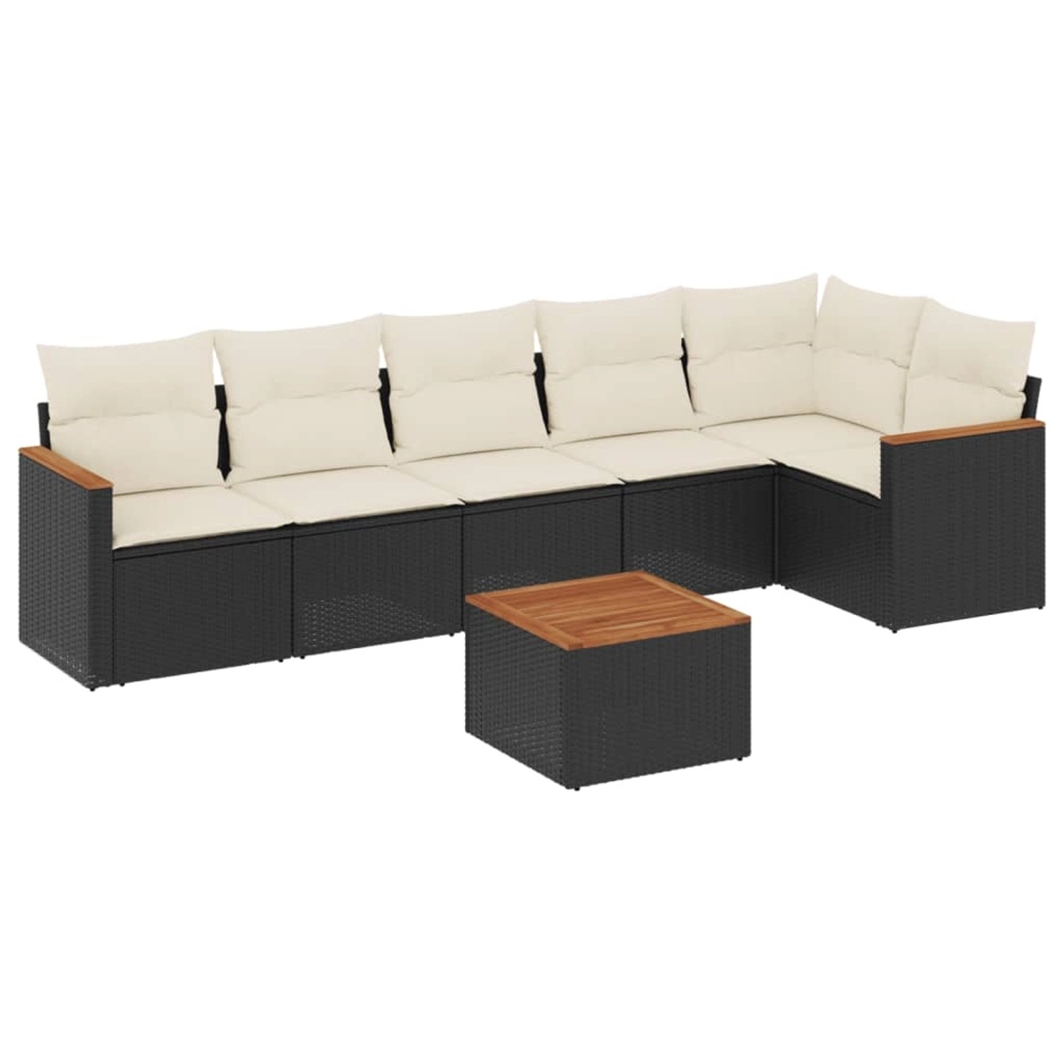 vidaXL 7-Tlg Garten-Sofagarnitur mit Kissen Schwarz Poly Rattan 3225993 günstig online kaufen