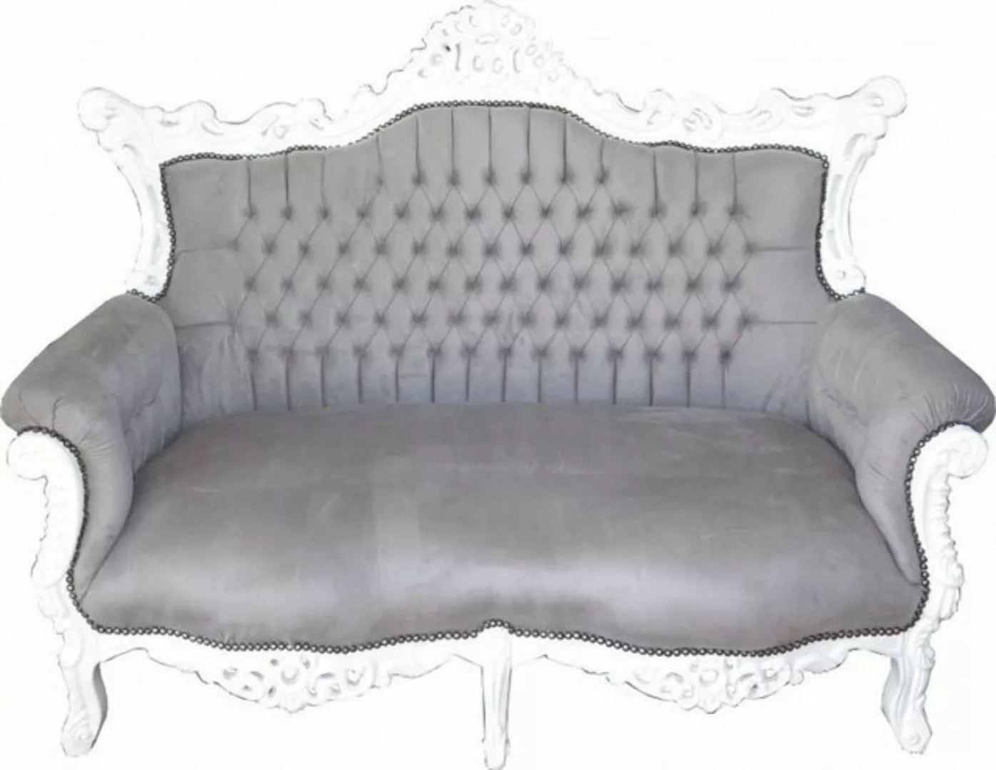 Casa Padrino 2-Sitzer Barock 2-er Sofa Master Grau / Weiß - Antik Stil Wohn günstig online kaufen