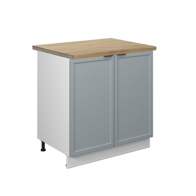 Vicco Spülenunterschrank Fame-Line, Hellblau-grau/Weiß, 80 cm, AP Eiche günstig online kaufen