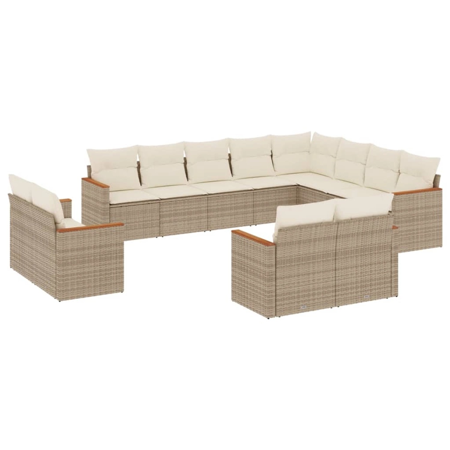 vidaXL 12-Tlg Garten-Sofagarnitur mit Kissen Beige Poly Rattan 3226513 günstig online kaufen