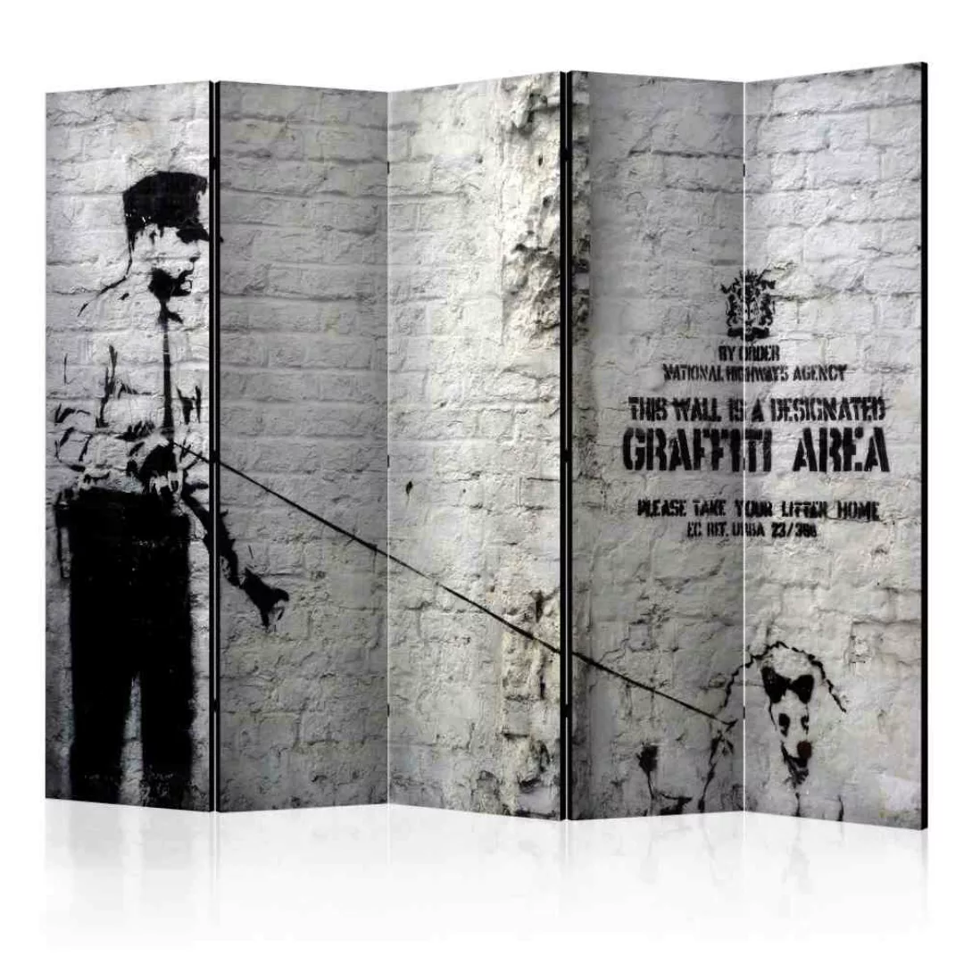 Auffälliger Paravent Graffiti Motiv Grau und Schwarz günstig online kaufen