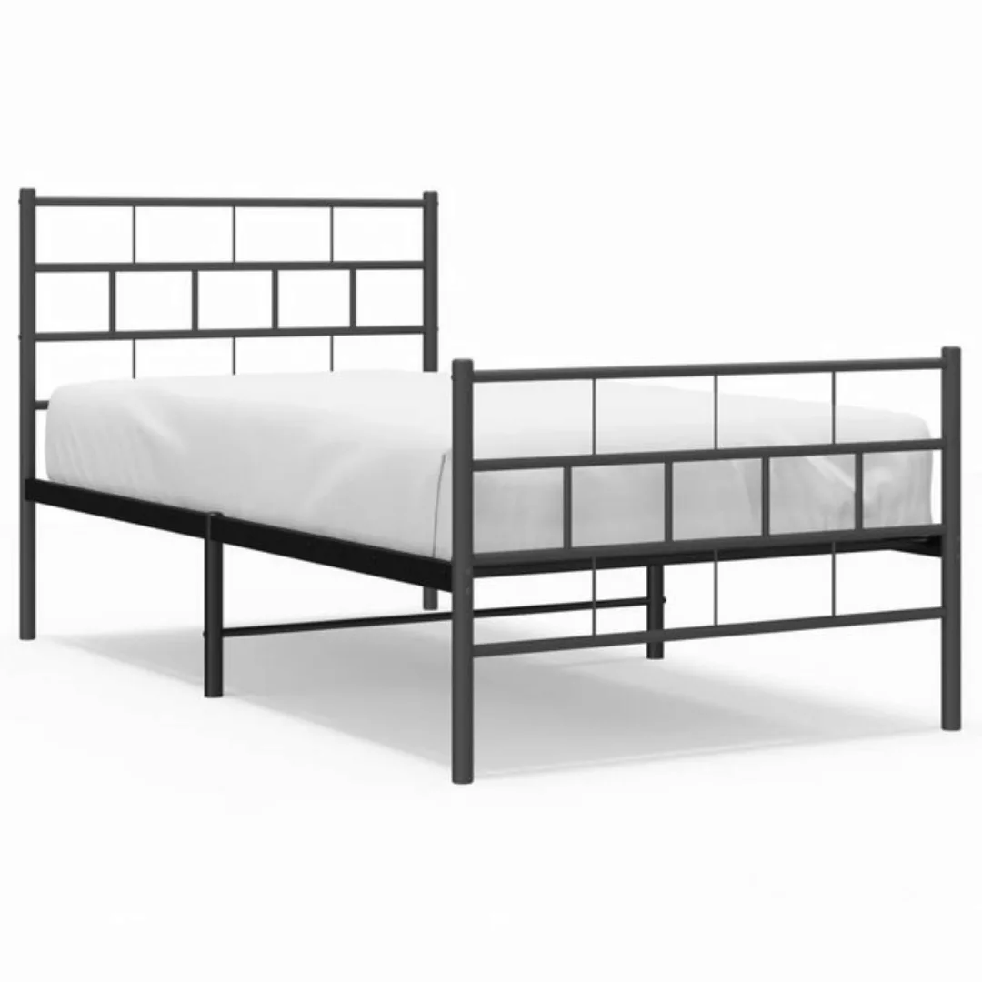 furnicato Bett Bettgestell mit Kopf- und Fußteil Metall Schwarz 90x190 cm günstig online kaufen