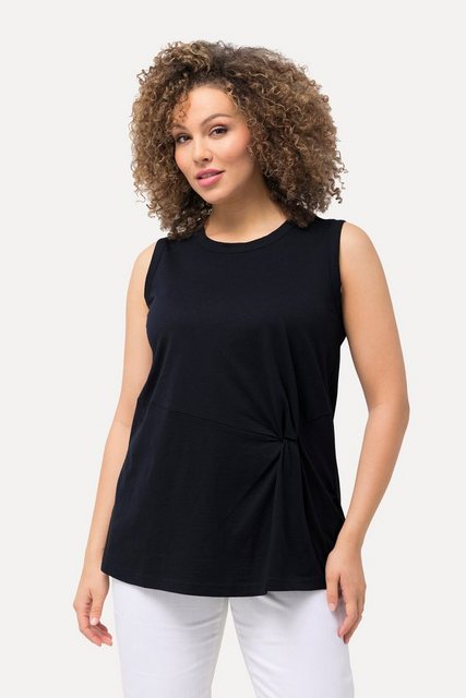 Ulla Popken Longtop Top drapiert Classic Rundhals ärmellos günstig online kaufen